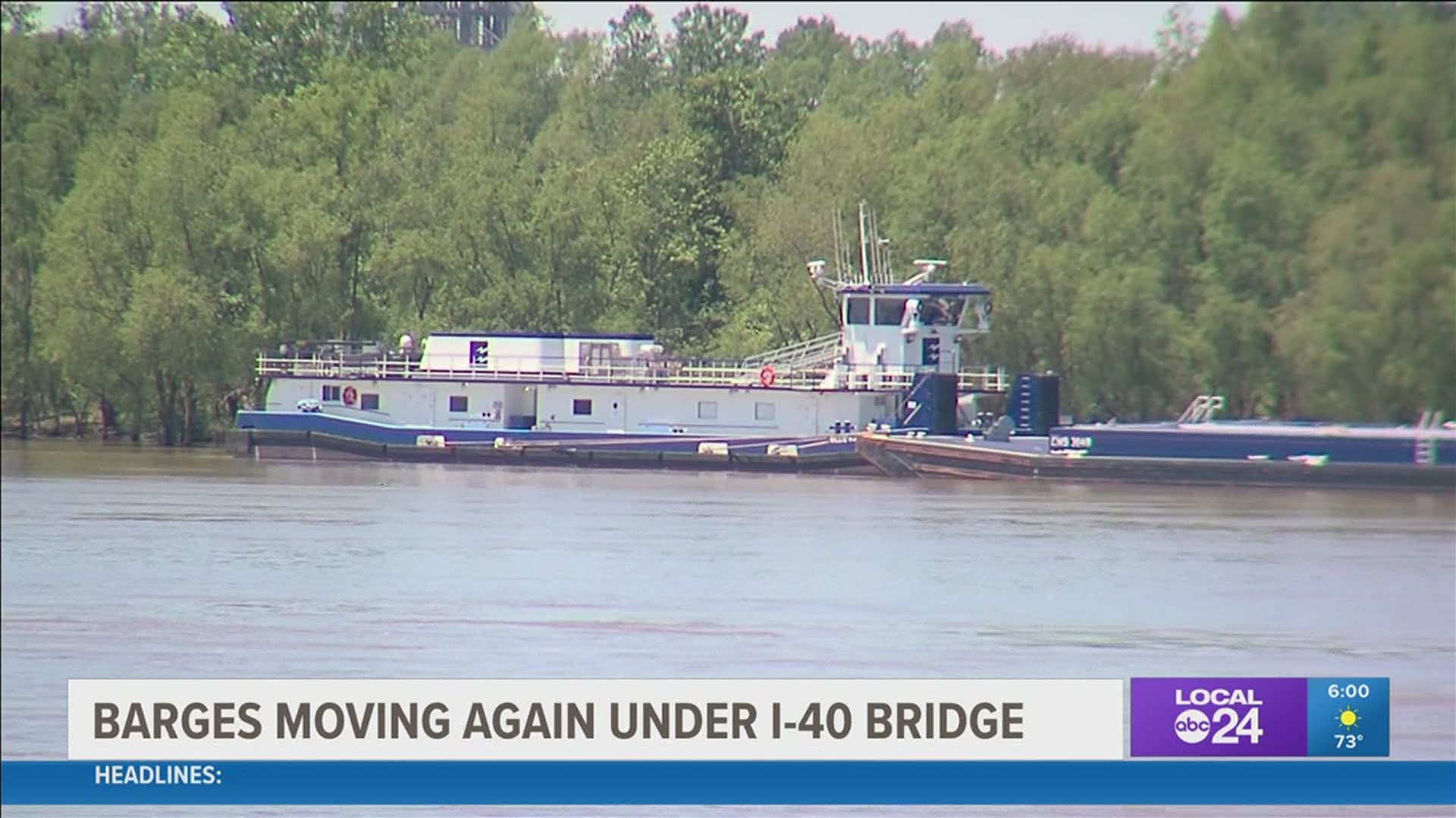 More than 1000 barges and 66 tugs were backed up along the river waiting for it to open after a crack was found in the I-40 Hernando de Soto bridge in Memphis.