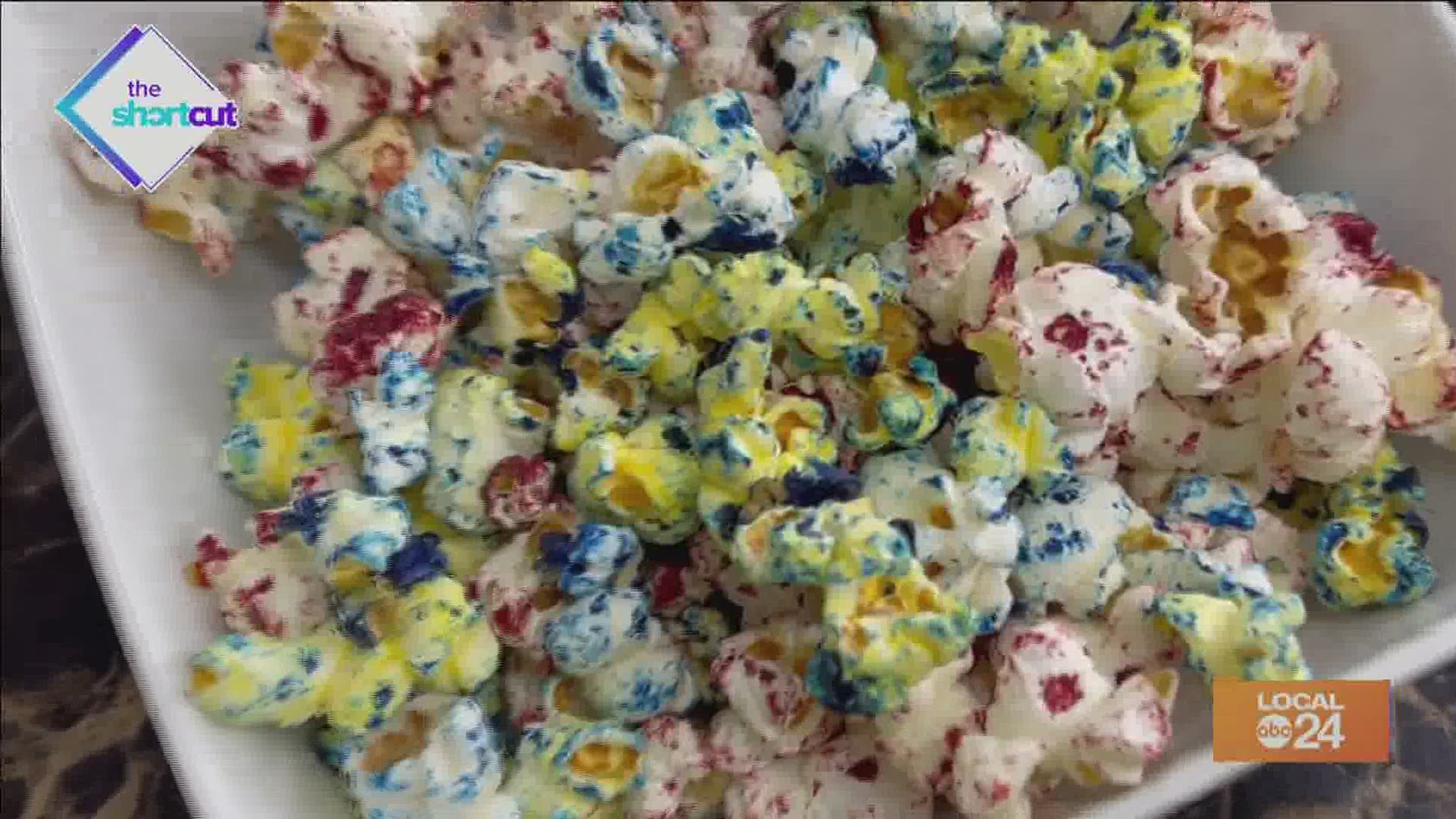 Using only a bag of popped popcorn and red and blue food coloring, this easy, last-minute 4th of July party snack will be sure to add some spark to your table!
