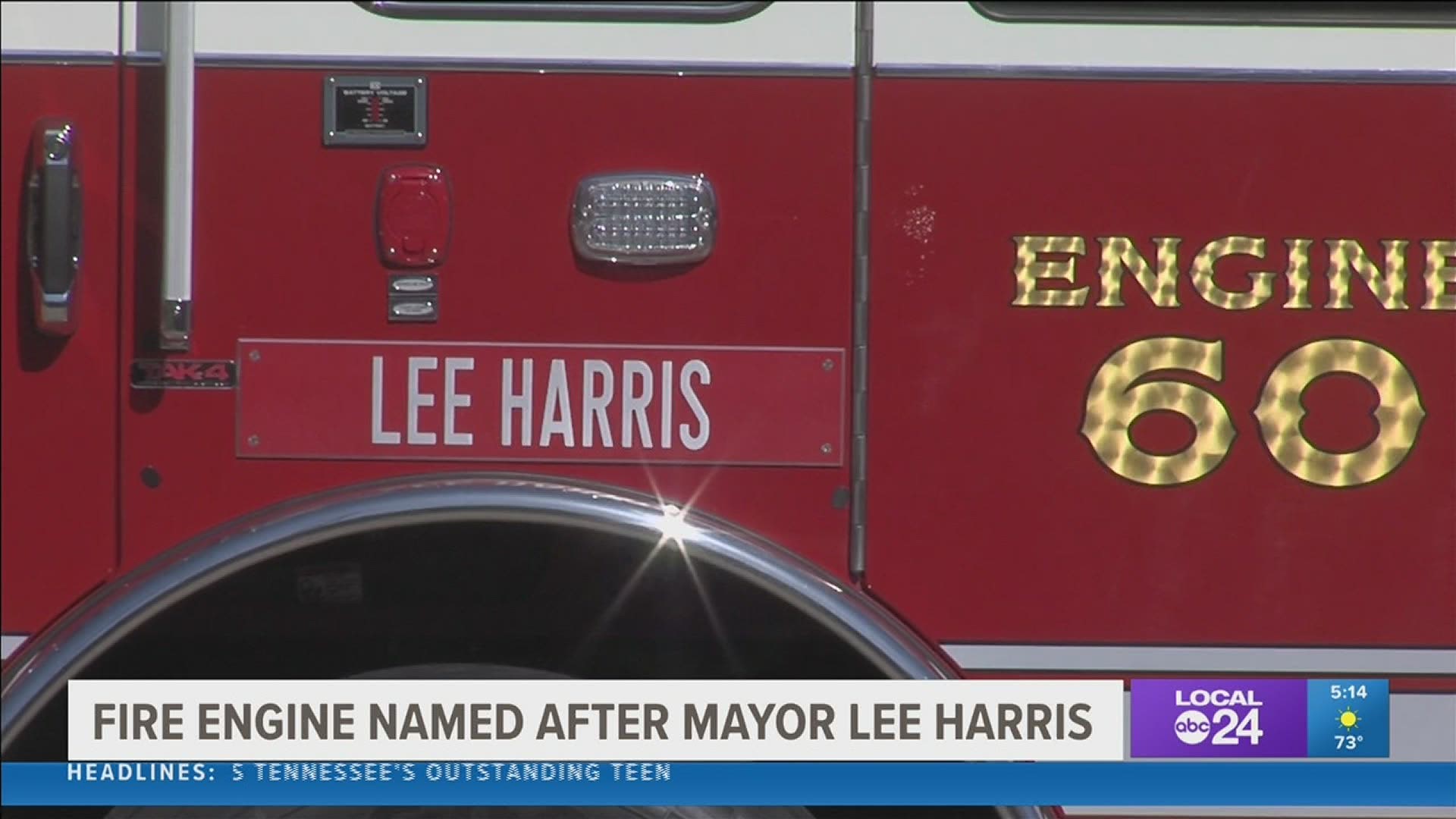 A new fire engine, named in honor of Mayor Harris, was delivered to fire station number 60.