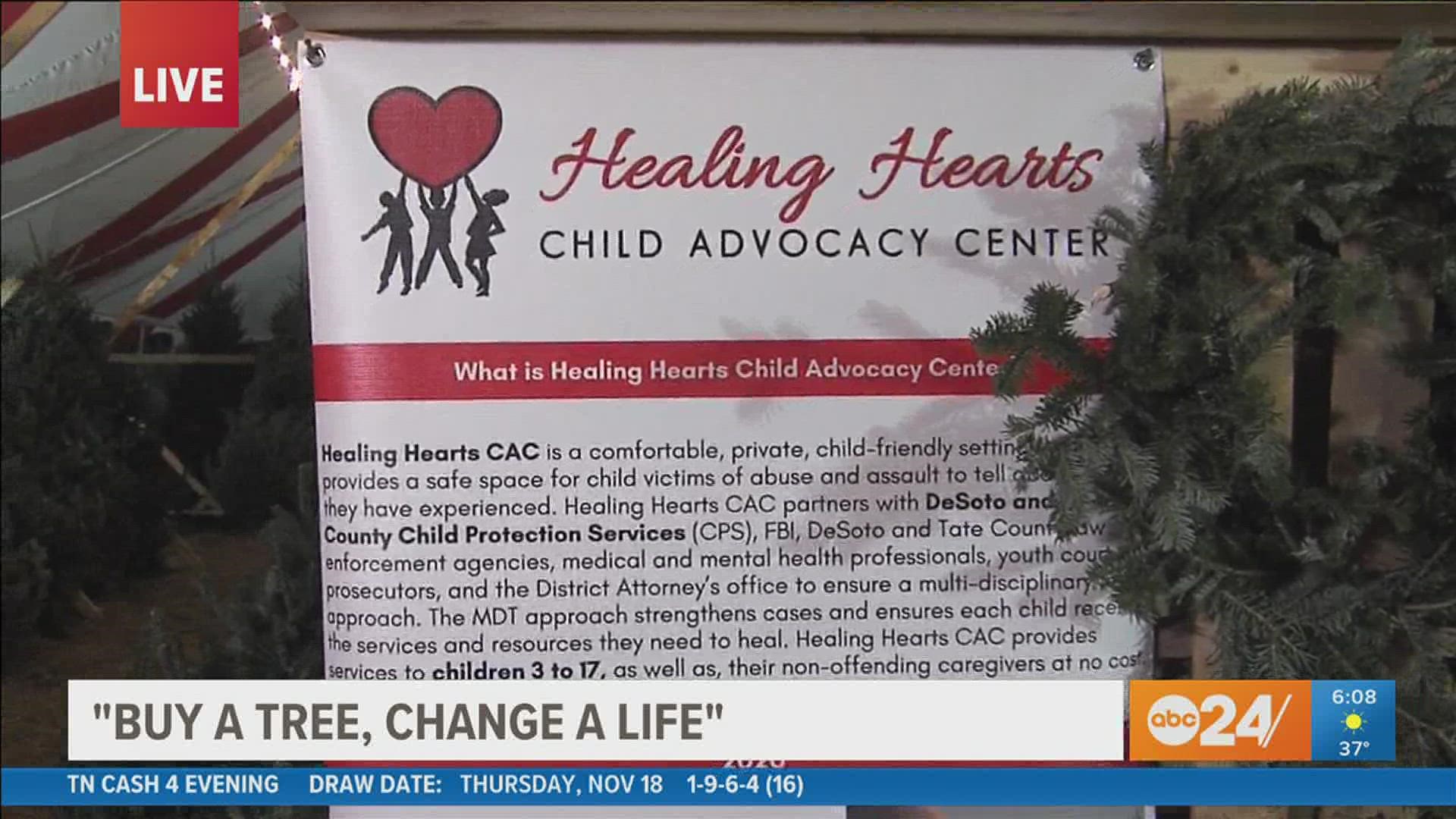 All proceeds from Christmas trees purchased at the "Buy A Tree. Change A Life." tent in Southaven go to Healing Hearts Child Advocacy Center and global mission work