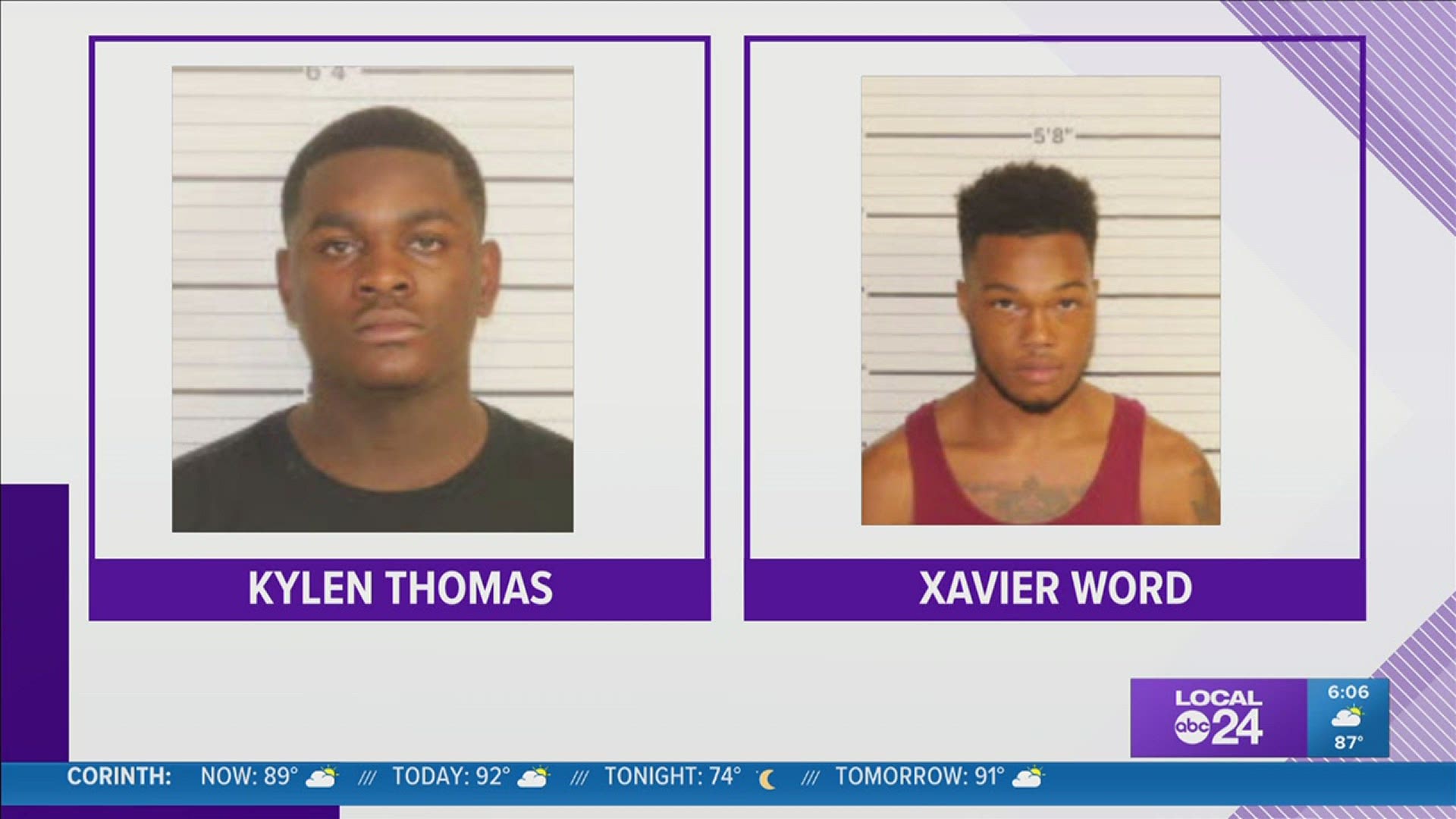 Kylen Thomas and Xavier Word were arrested in Memphis Friday on fugitive from justice warrants out of Mississippi.