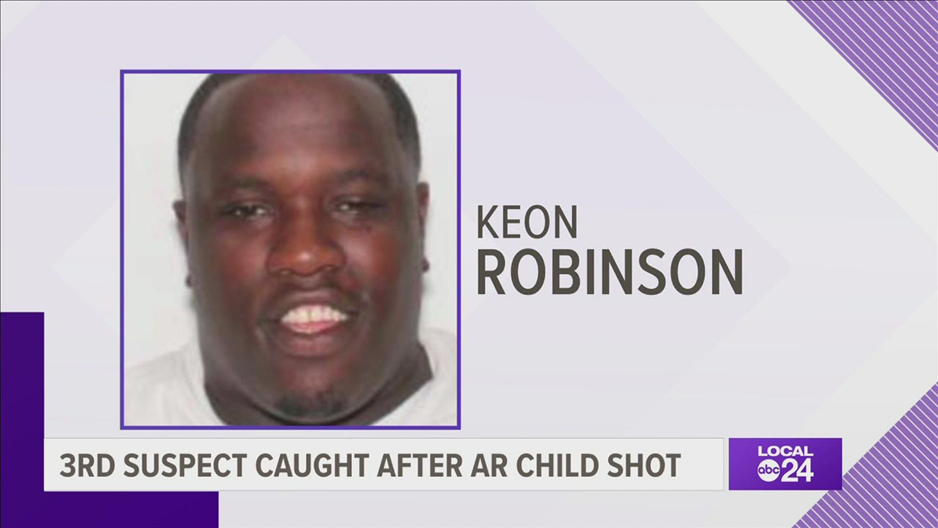 Keon Robinson was arrested on felony warrants for first degree battery and discharging a firearm from the vehicle in connection with the shooting.