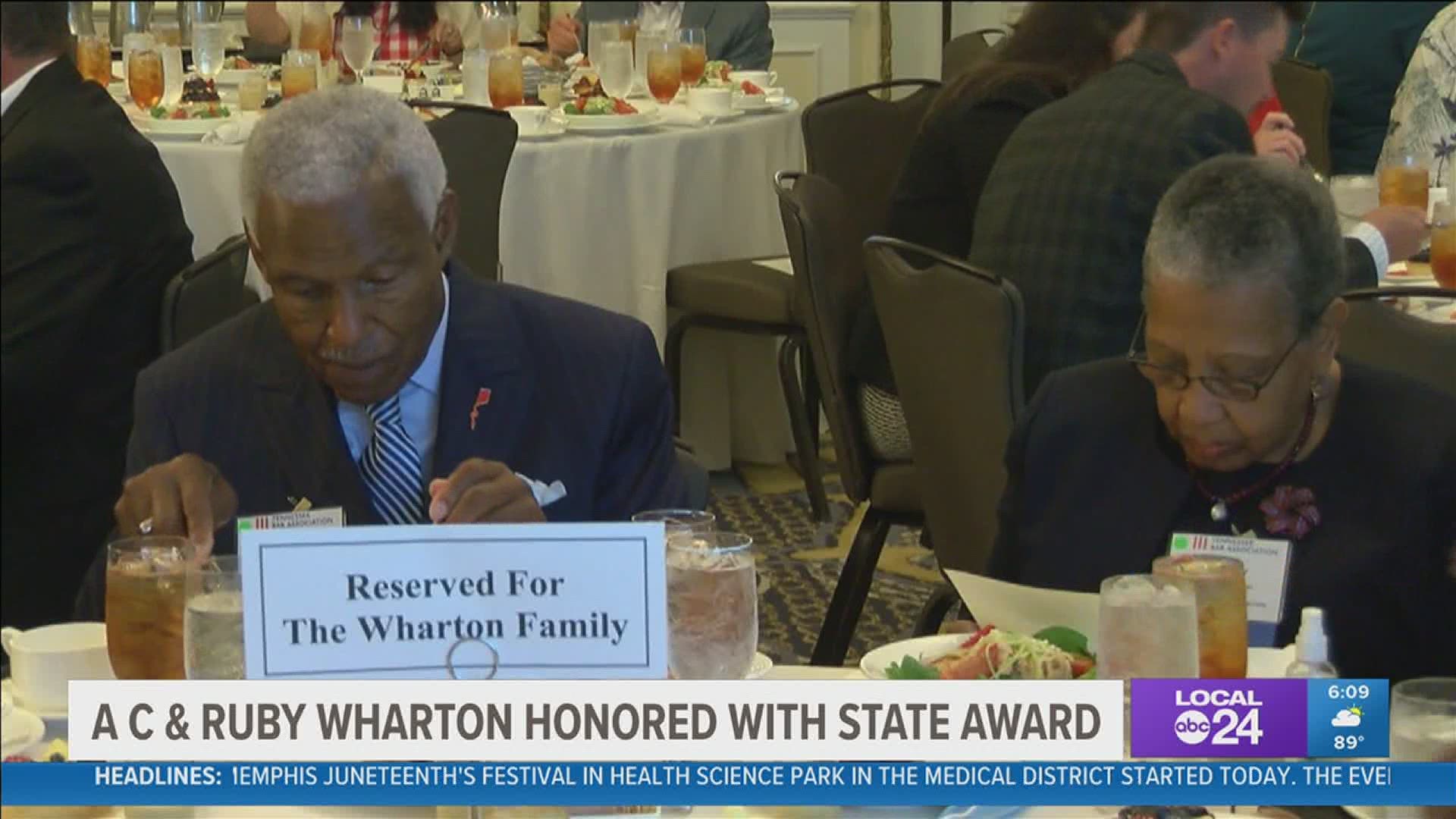 Former Memphis and Shelby County mayor AC Wharton and his wife Ruby were honored with the TBA YLD Fellows William M. Leech Jr. Public Service Award.