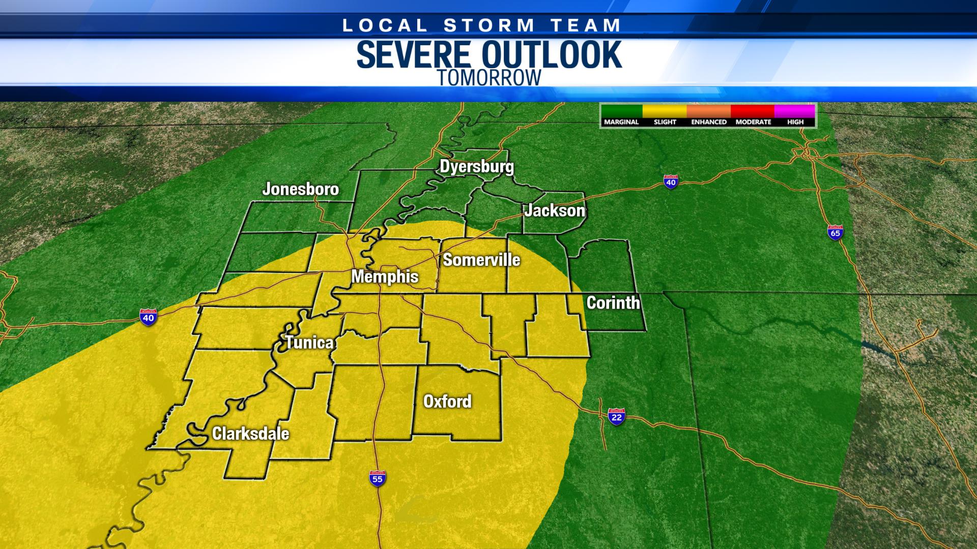 Slight risk of severe weather Saturday for parts of the Mid-South ...