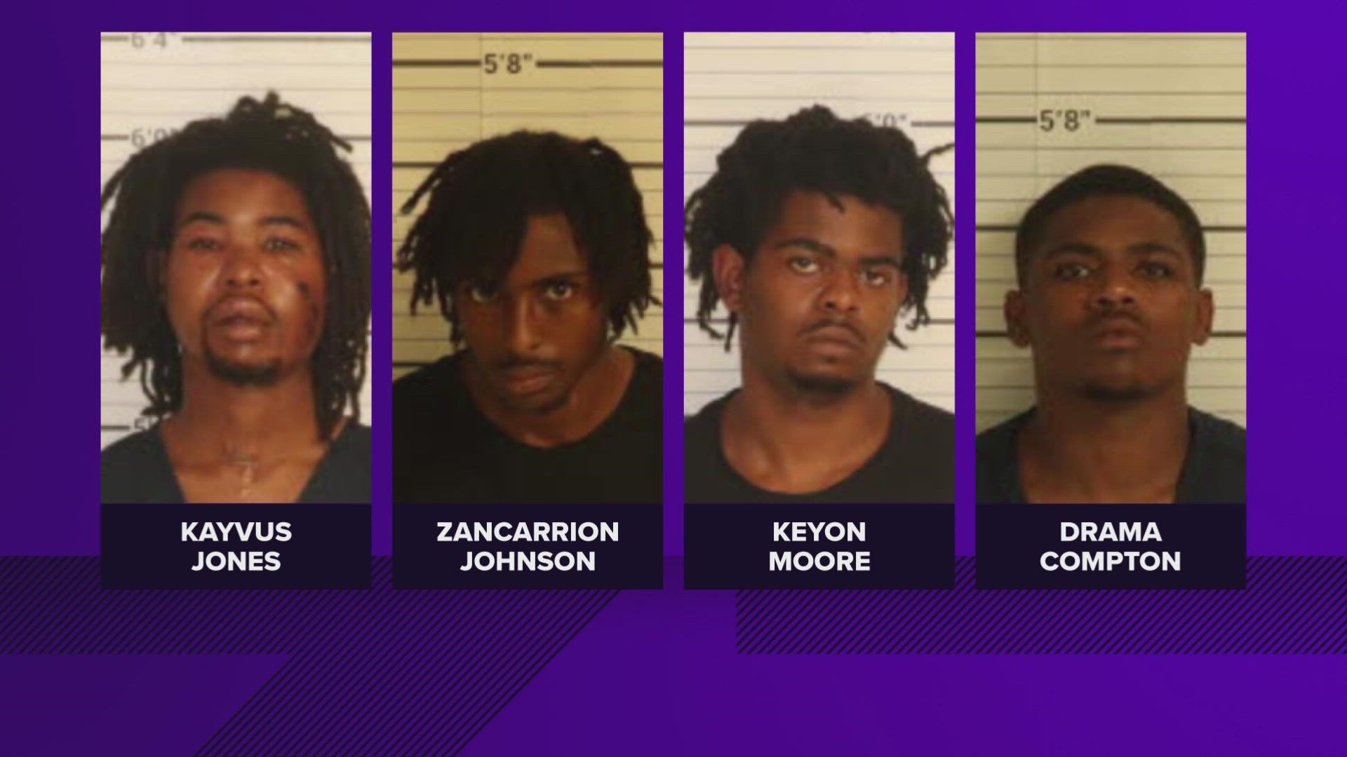 According to police, Kayvus Jones, Keyon Moore, Zancarrion Johnson, and Drama Compton were all arrested Thursday in connection to the shooting.