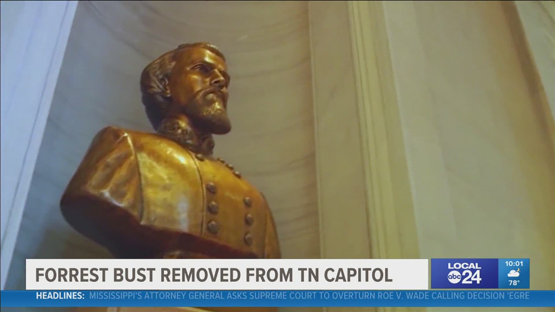 The bust of the Confederate general and first Grand Wizard of the KKK has been in the state capitol since 1978.