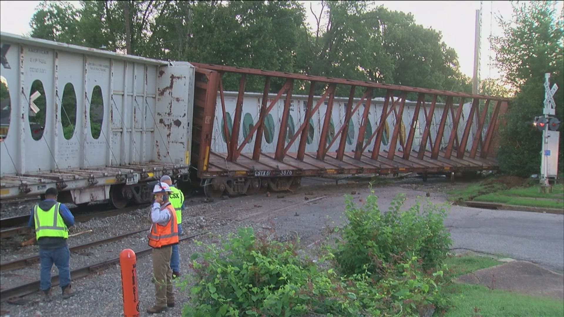 The train cars were empty, but authorities on scene say it could take hours to clear the derailment.