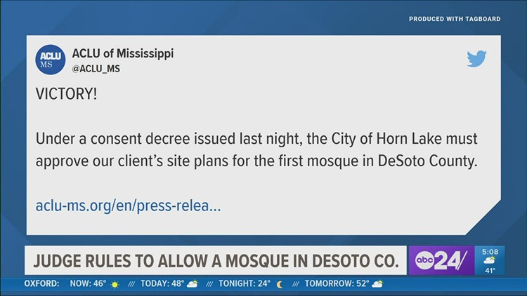 Horn Lake ordered to approve plans for first-ever mosque in Desoto County, Mississippi