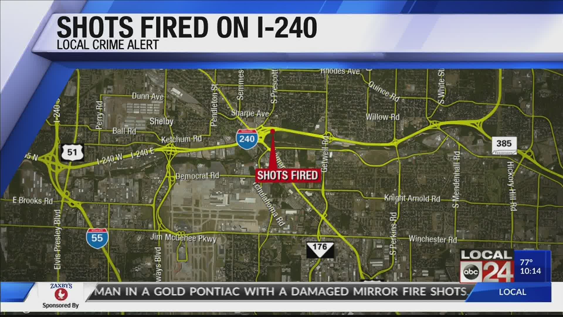 A WOMAN SAYS A MAN SHOT AT HER WHILE DRIVING EASTBOUND I240 NEAR LAMAR AVENUE