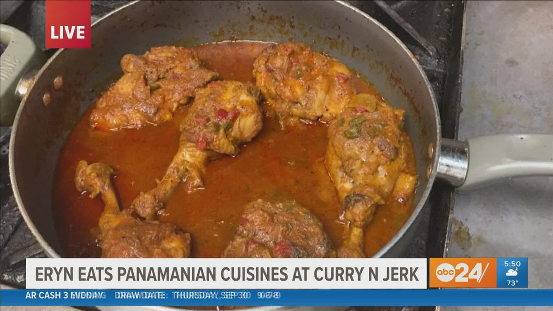 Anchor Eryn Rogers tries goat for the first time at the downtown Panamanian restaurant ‘Curry n Jerk’