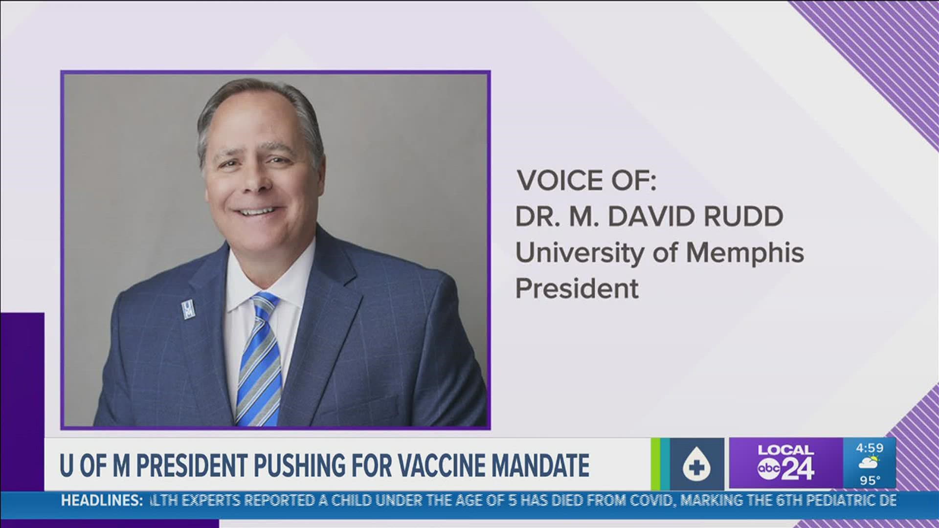 Dr. David Rudd told U of M Board of Trustees he's still pursuing such a mandate for students and staff, despite legal hurdles in place from the state.