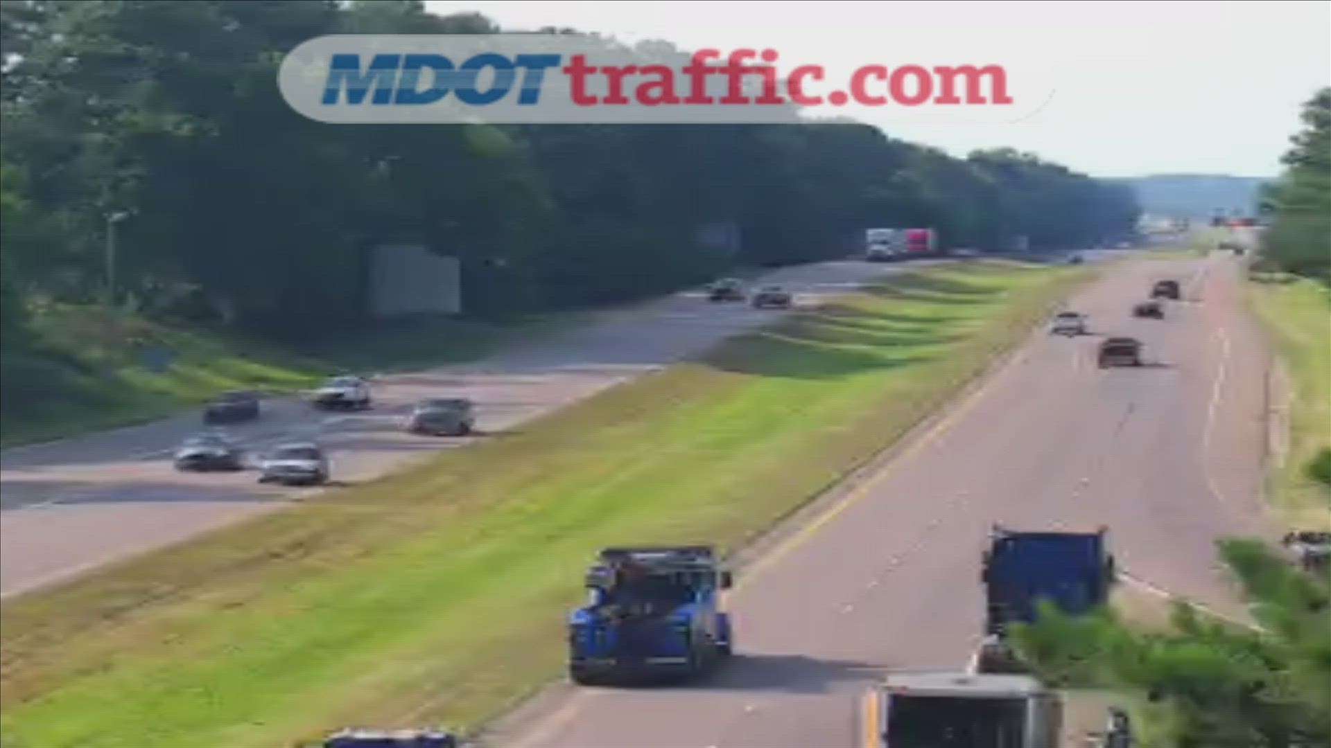 Separate large crashes involving at least two tractor trailers injured two people, and had I-55 in DeSoto County, Mississippi, significantly backed up Friday.