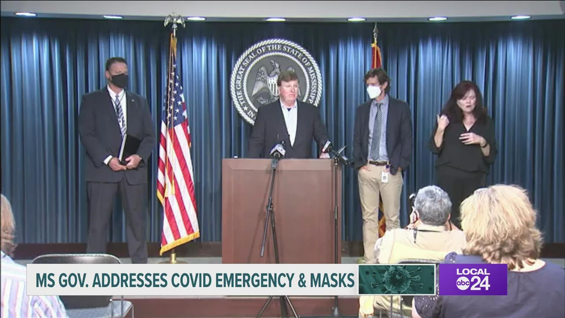Governor Tate Reeves extended a State of Emergency in Mississippi Thursday, but said there would be no lockdowns or statewide mandates.