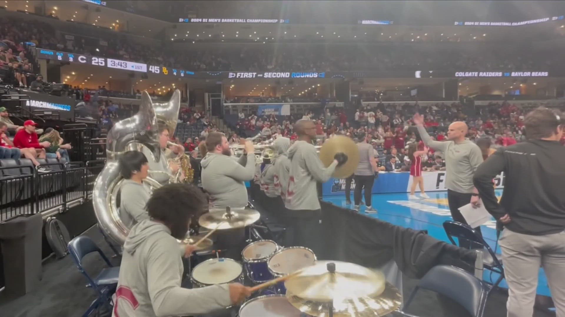 Colgate University earned a spot in the NCAA Tournament, playing their first-round game in Memphis. There was only one problem — their band was at another tournament