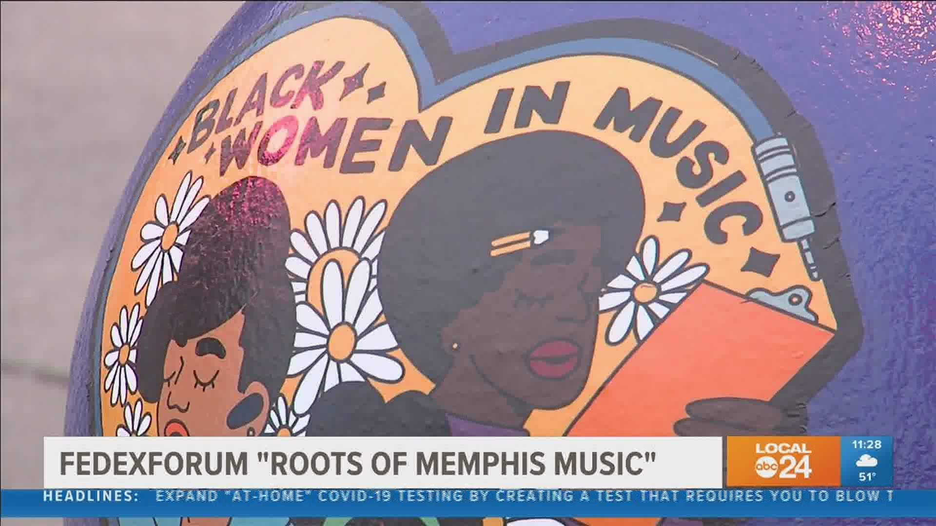 "The Roots of Memphis Music" outside FedEx Forum tells the story of Black Memphis history.
