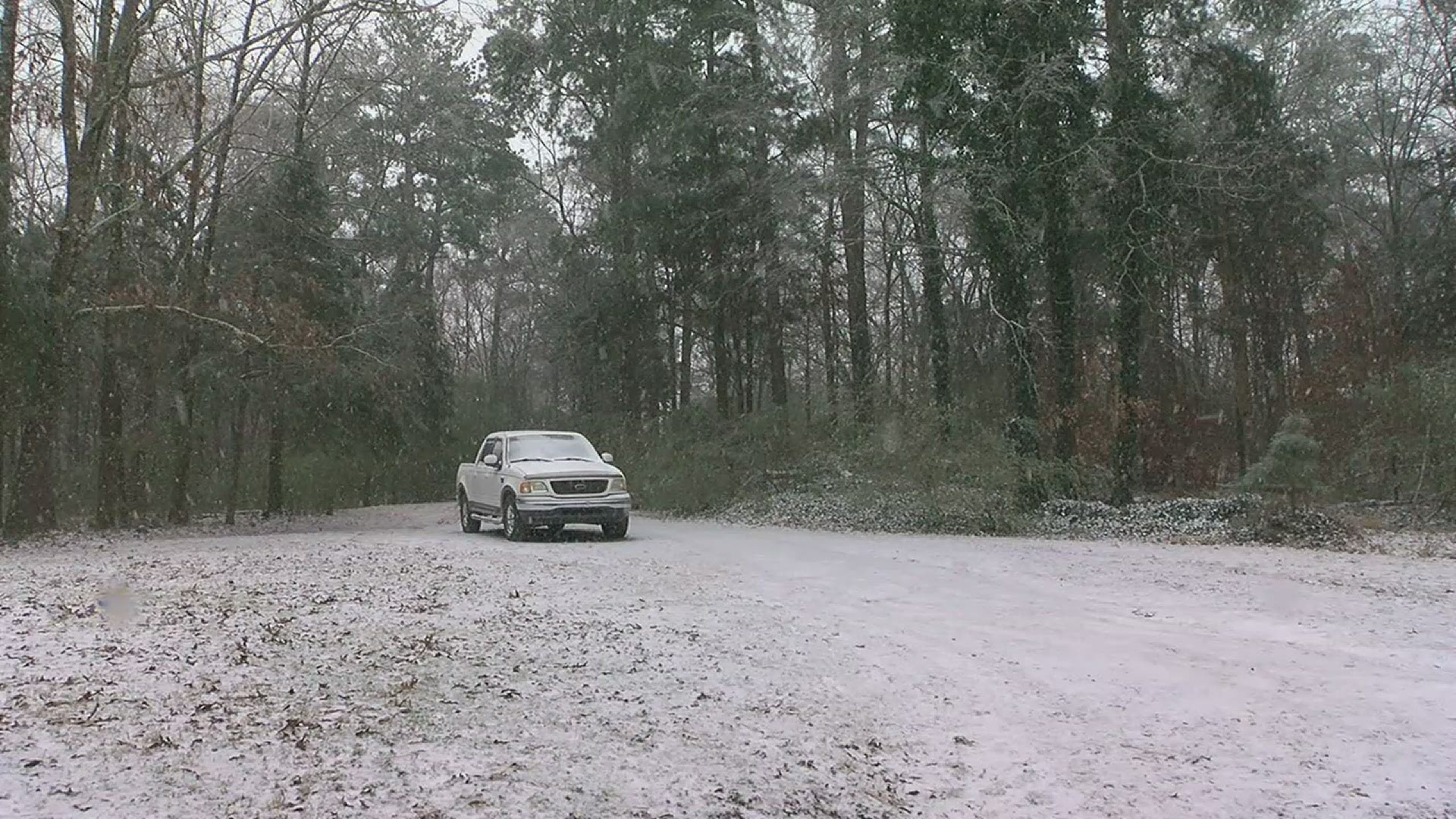 A look at snow in Byhalia, Mississippi, on Sunday, February 14, 2021.