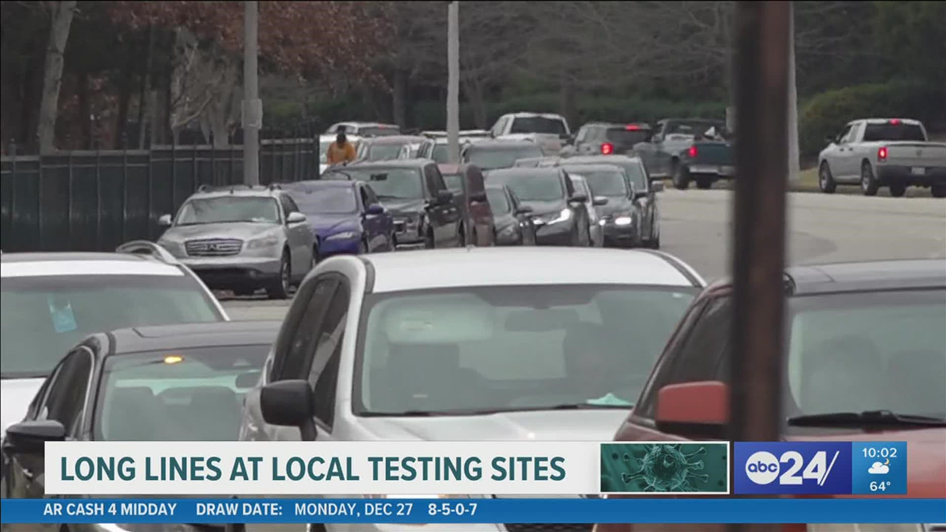 Poplar Healthcare saw a large line of people waiting to get COVID testing in Southwind Monday.