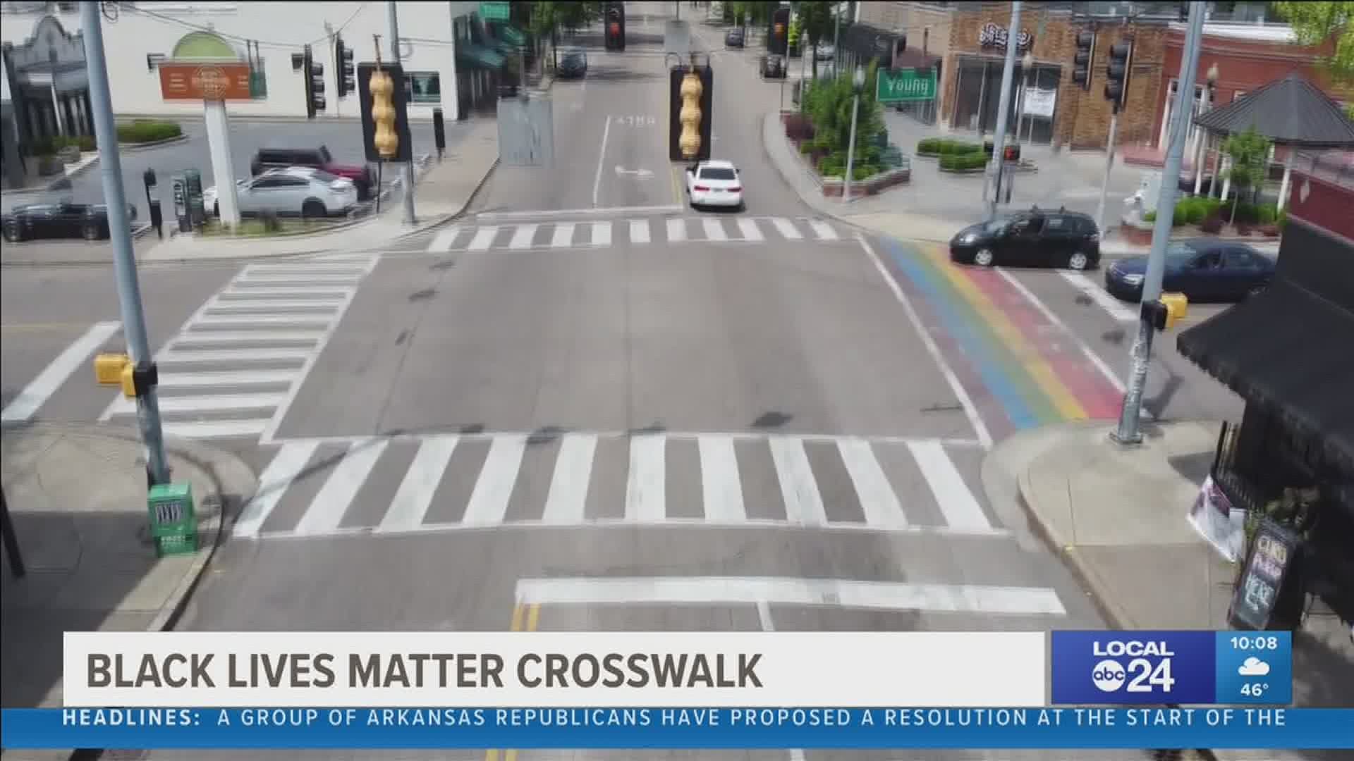 An activist says a Black Lives Matter crosswalk is a "step in the right direction."