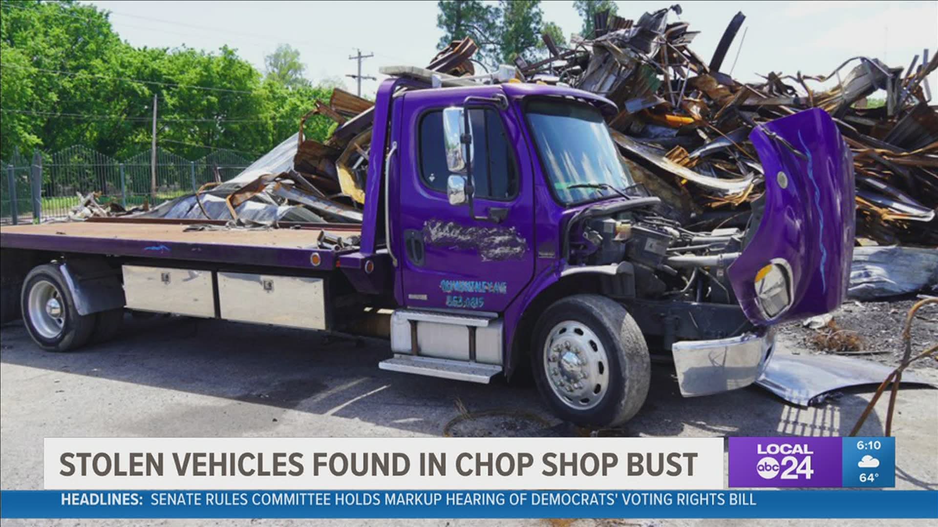 Stolen vehicles more recovered in chop shop bust in Memphis