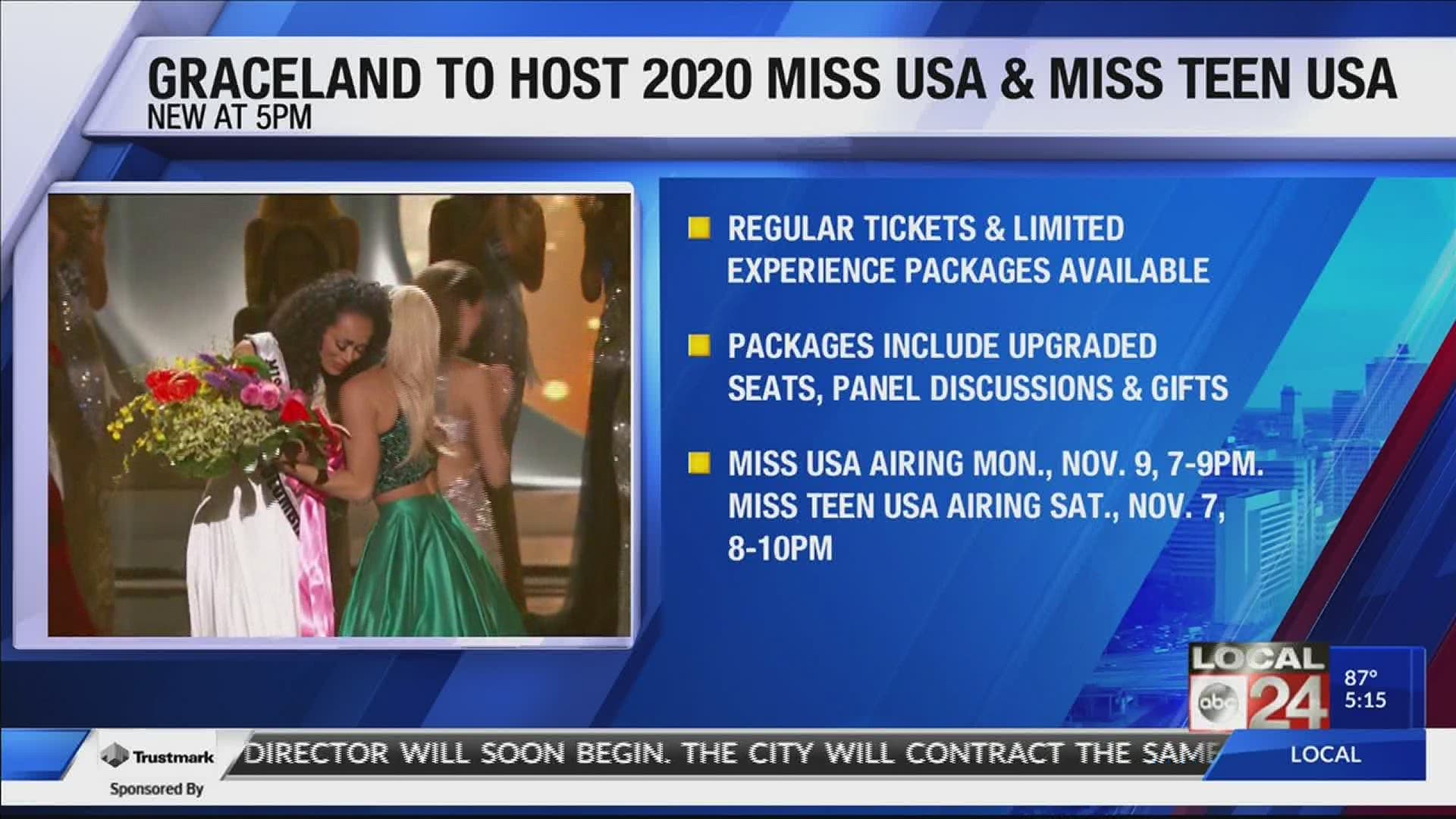 Miss USA is set for Monday, November 9th, and Miss Teen USA for Saturday, November 7th.