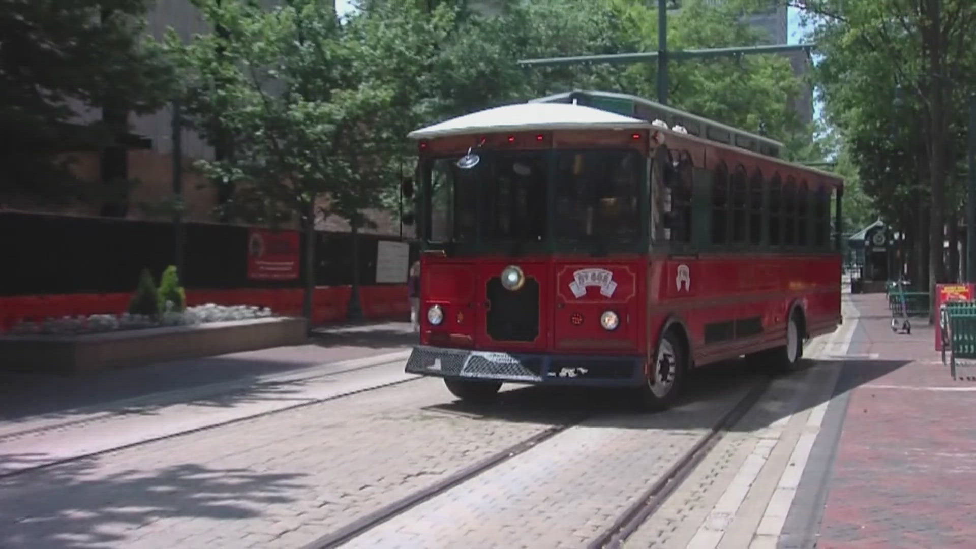 The rubber-wheel trolleys will serve all stops along Main Street as the future of the classic steel-wheel trolleys remains in limbo. 