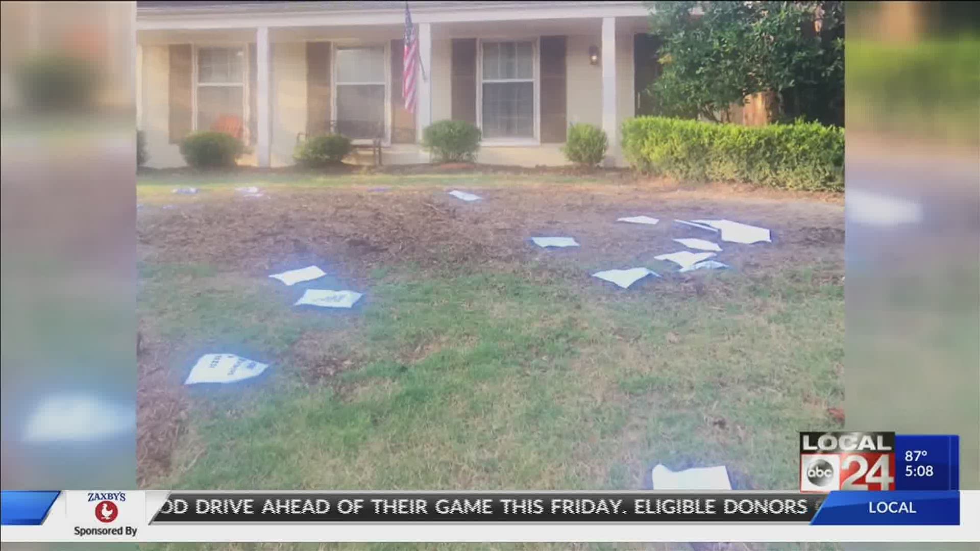 The vandalism was found at the homes of Shelby County Sheriff Floyd Bonner, and County Commissioners Mark Billingsley, and Amber Mills.