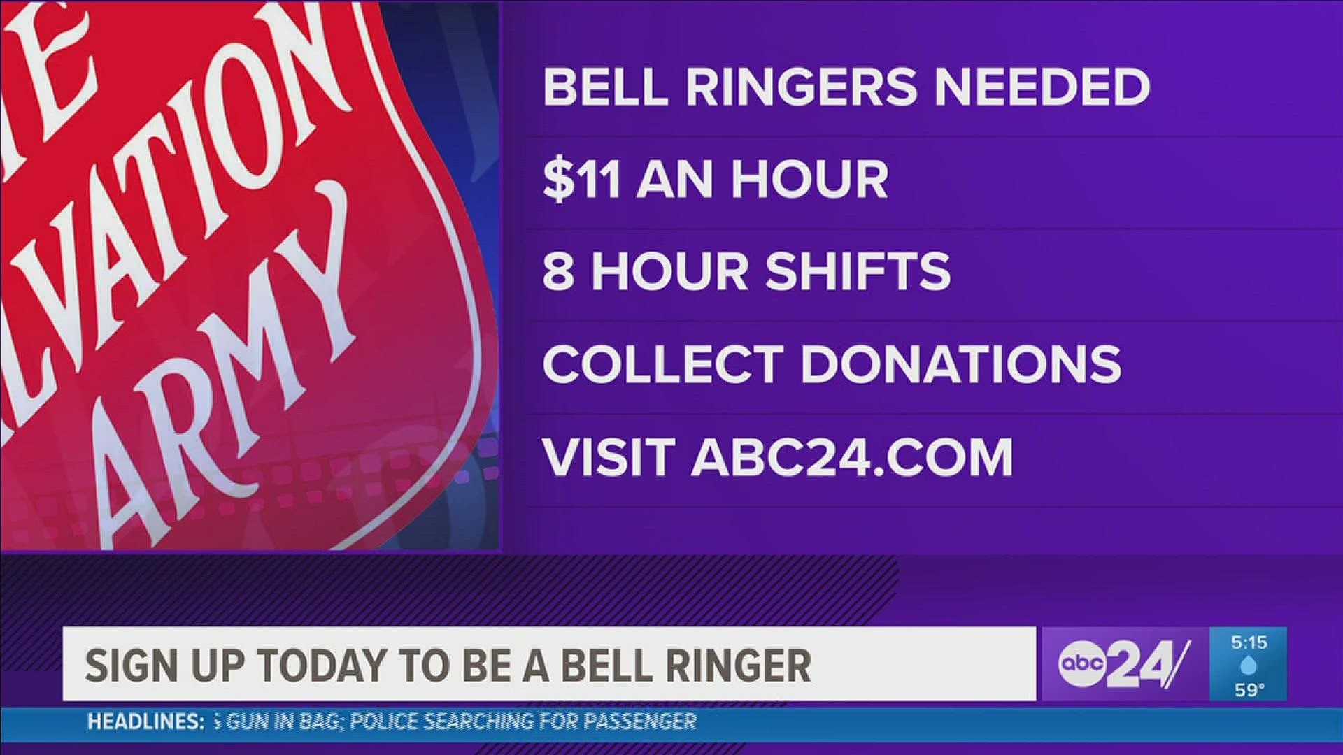 The Salvation Army of Memphis & the Mid-South is looking to bring in paid bell ringers this year.