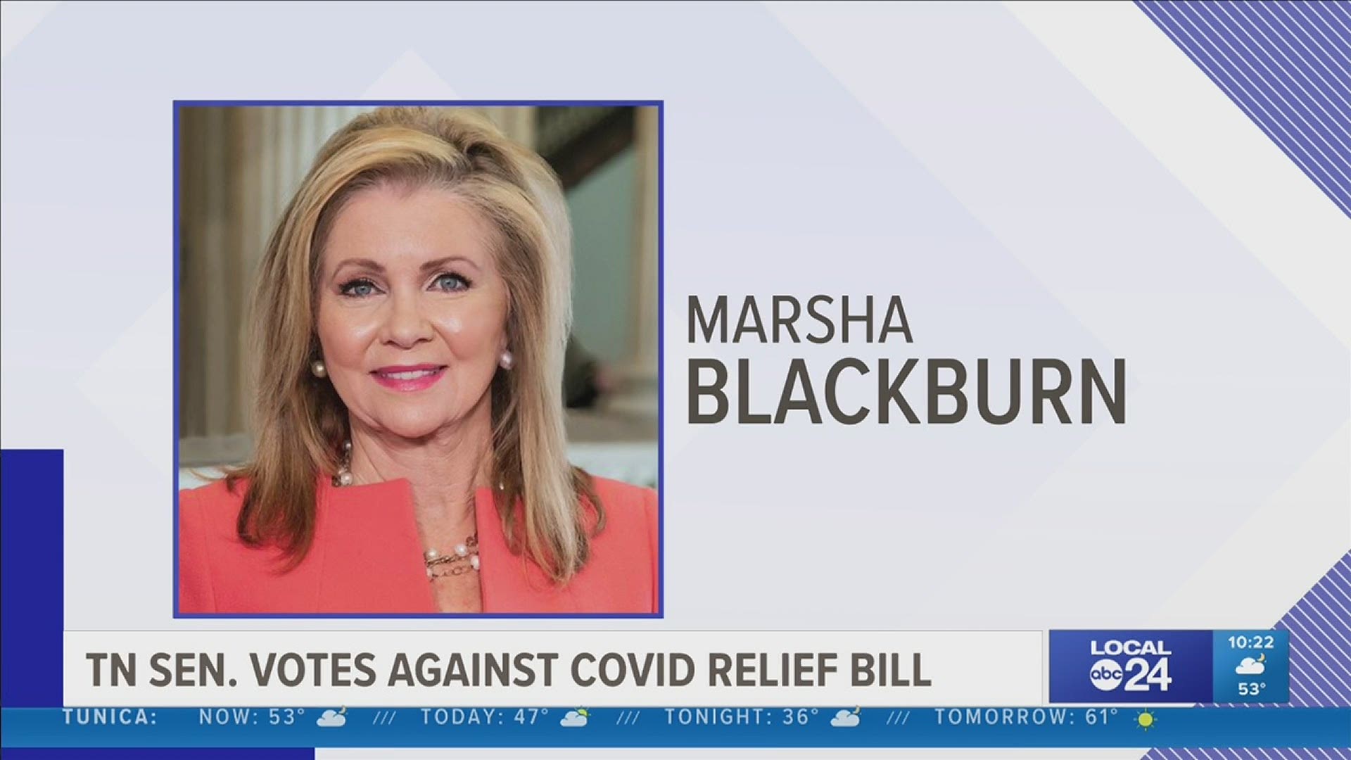 Local 24 News Anchor Richard Ransom discusses in his Ransom Note about Marsha Blackburn voting against the Stimulus Relief Package.