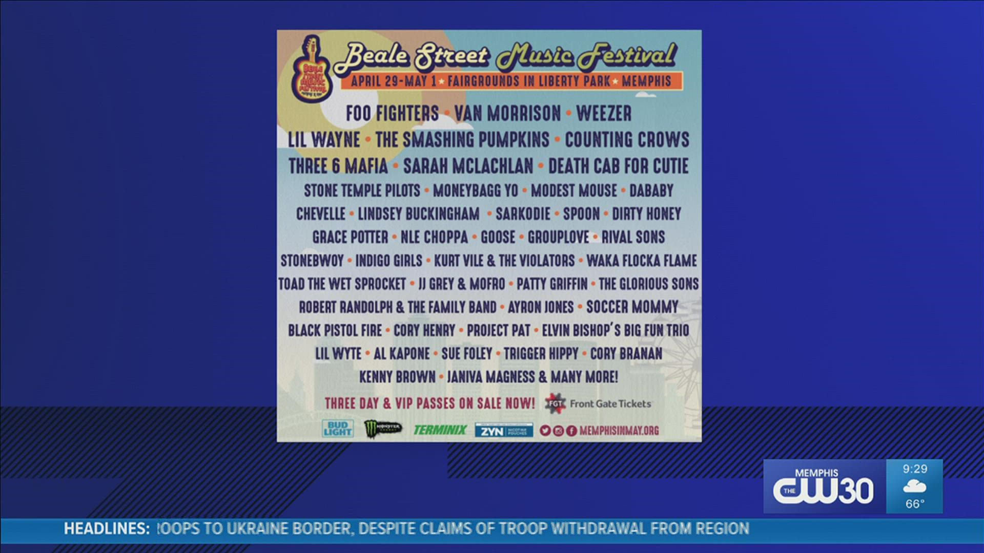 Memphis in May officials released the full lineup for this year’s festival, set for April 29 – May 1 at Liberty Park (former Mid-South Fairgrounds).