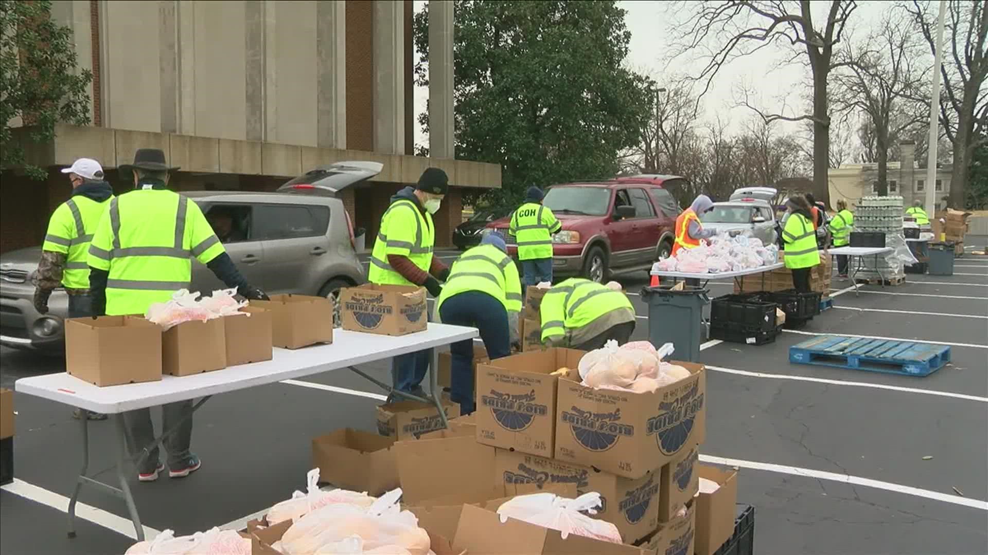 Several mobile pantries were held across the Mid-South Saturday, including one at Lindenwood Christian Church.