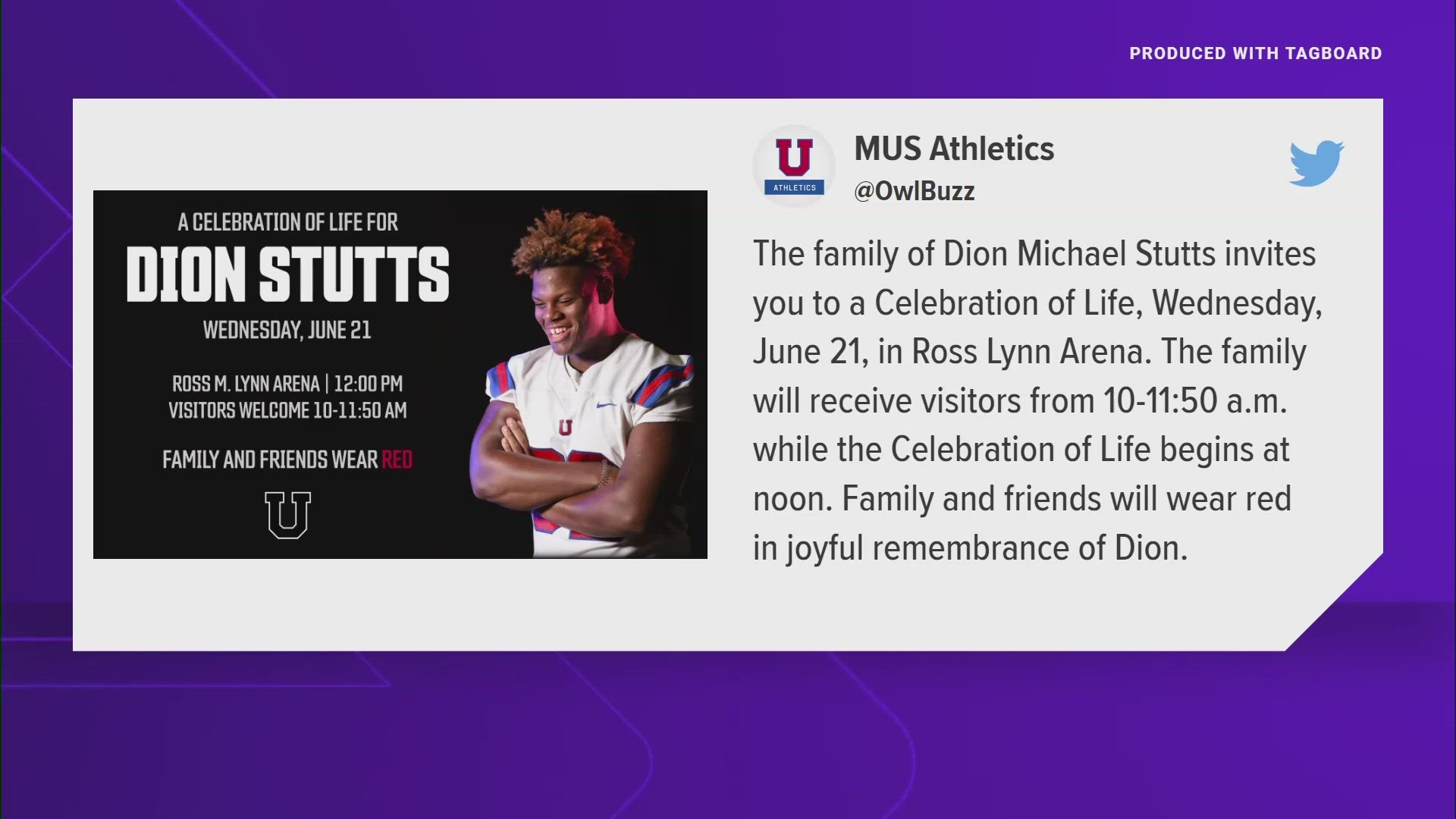 The life of the Memphis University School football star and University of Arkansas commit will be celebrated by family and friends on Wednesday, June 21.