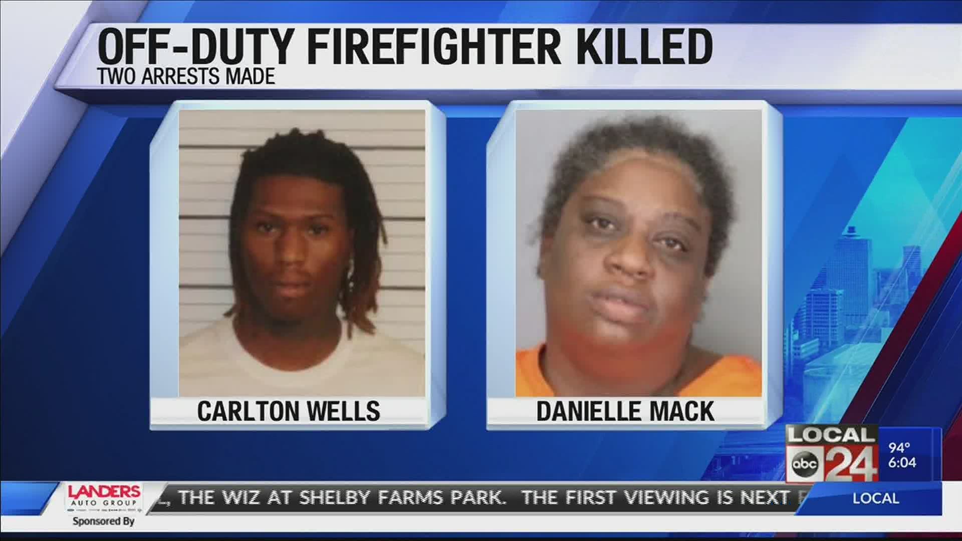 Memphis firefighter killed, two arrested