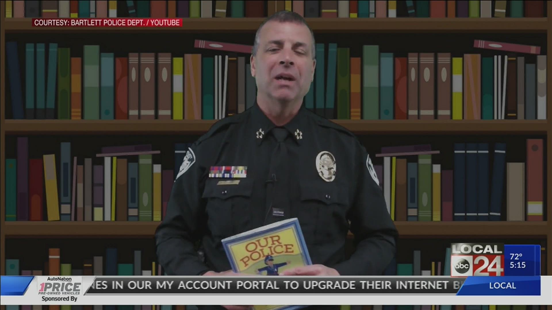 Officers are reading bedtime stories for kids through YouTube.
