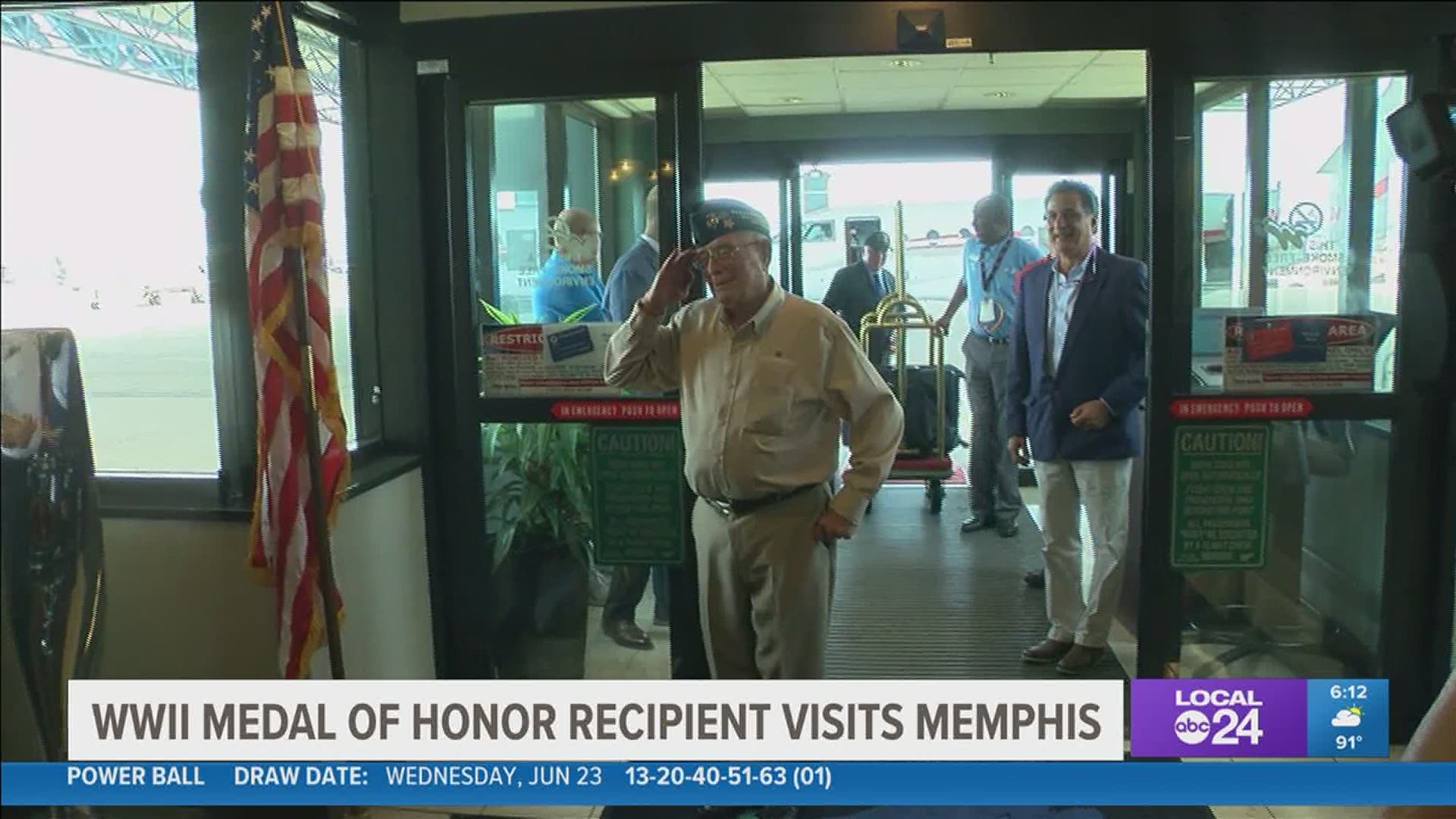 The last living World War II Medal of Honor recipient paid a visit to the University of Memphis during his visit to the Bluff City.