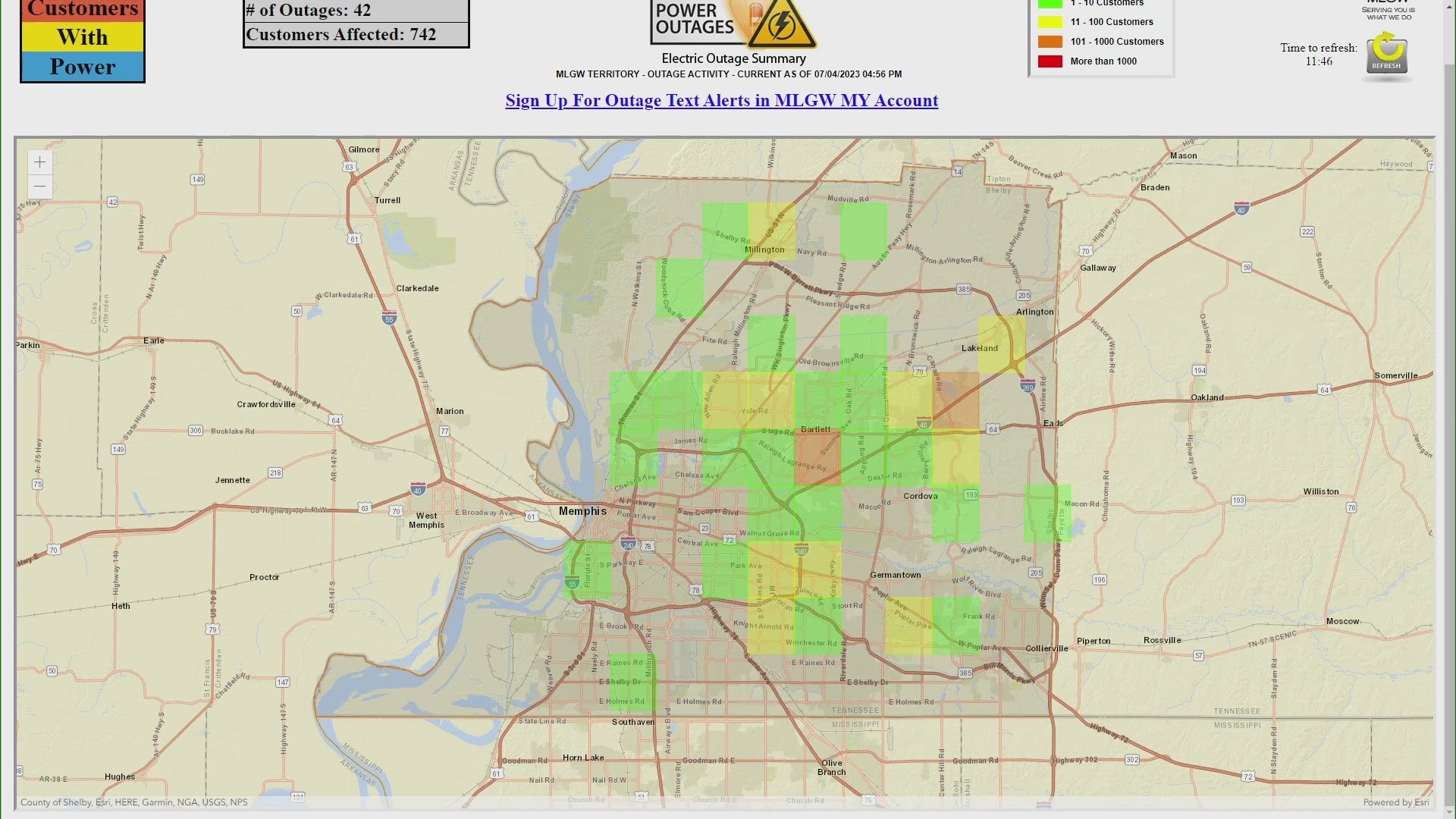 Power outage Memphis: See map showing affected areas