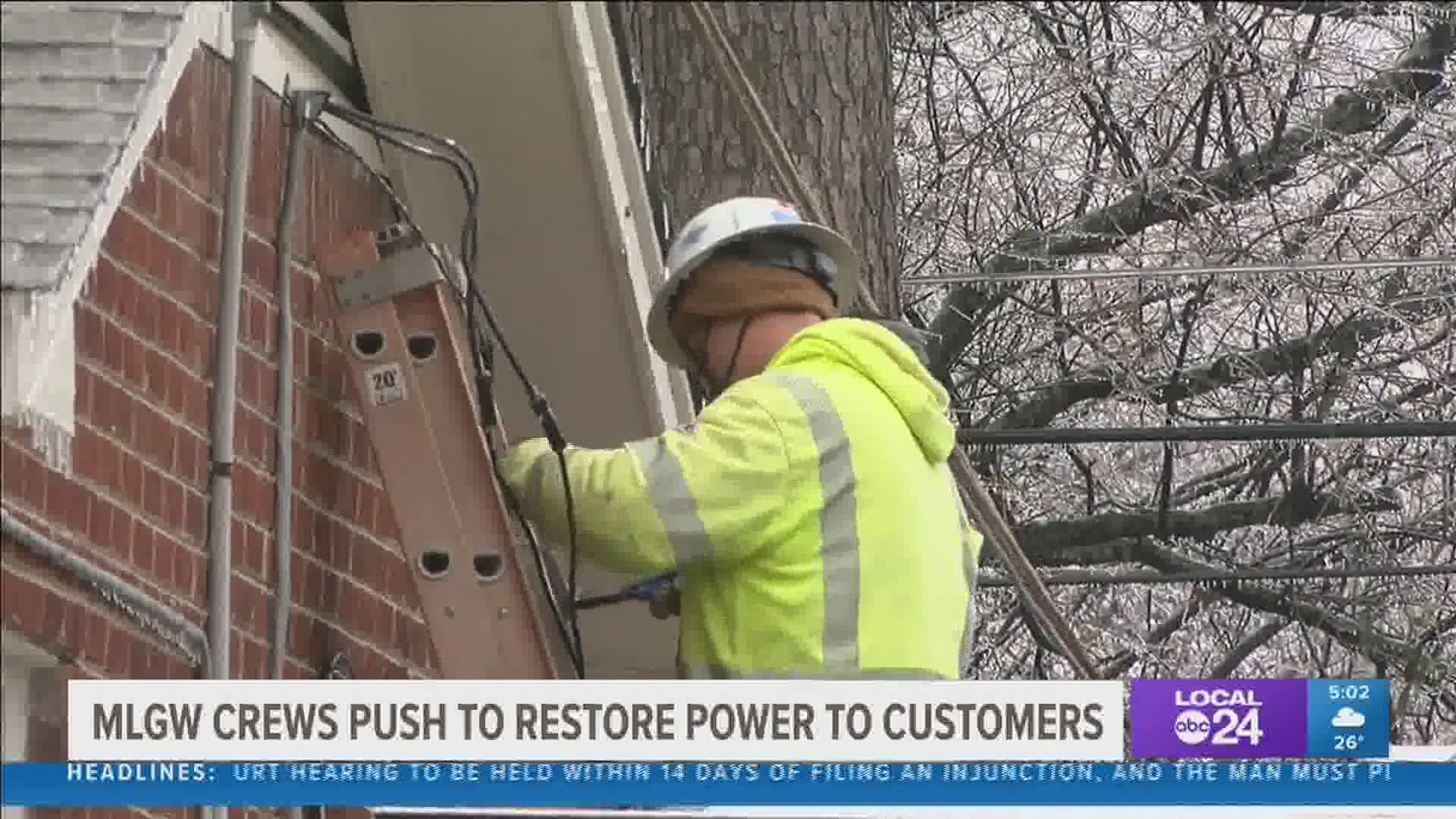 Crews are continuing the power restoration work following this week's ice storm, which impacted nearly 20,000 customers at one point.