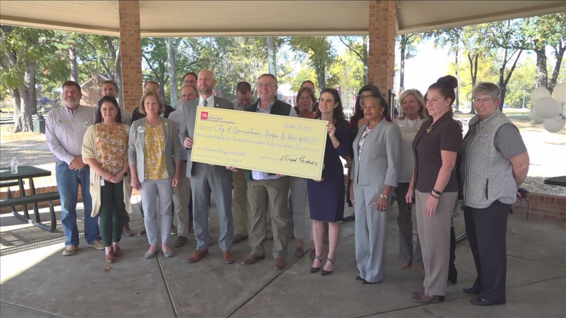 The Tennessee Department of Intellectual and Developmental Disabilities presented the city with a check Tuesday for $489,435 to build an inclusive playground.