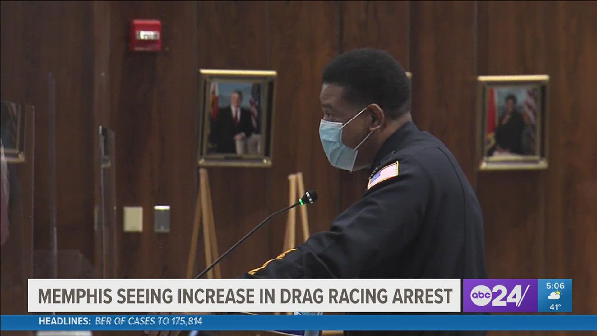 Memphis Police told the council Tuesday there were 45 more drag racing charges in 2021 compared to 2020.
