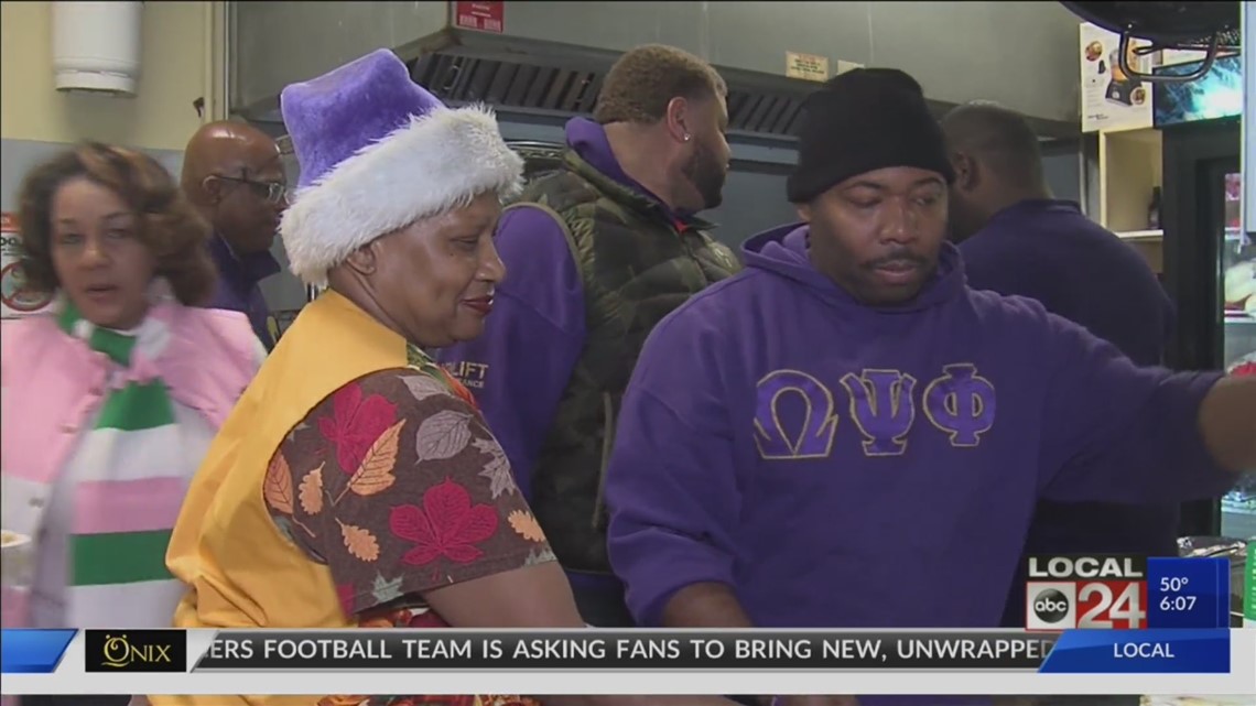 Local Omega Psi Phi Fraternity chapter serves Thanksgiving meals to homeless veterans