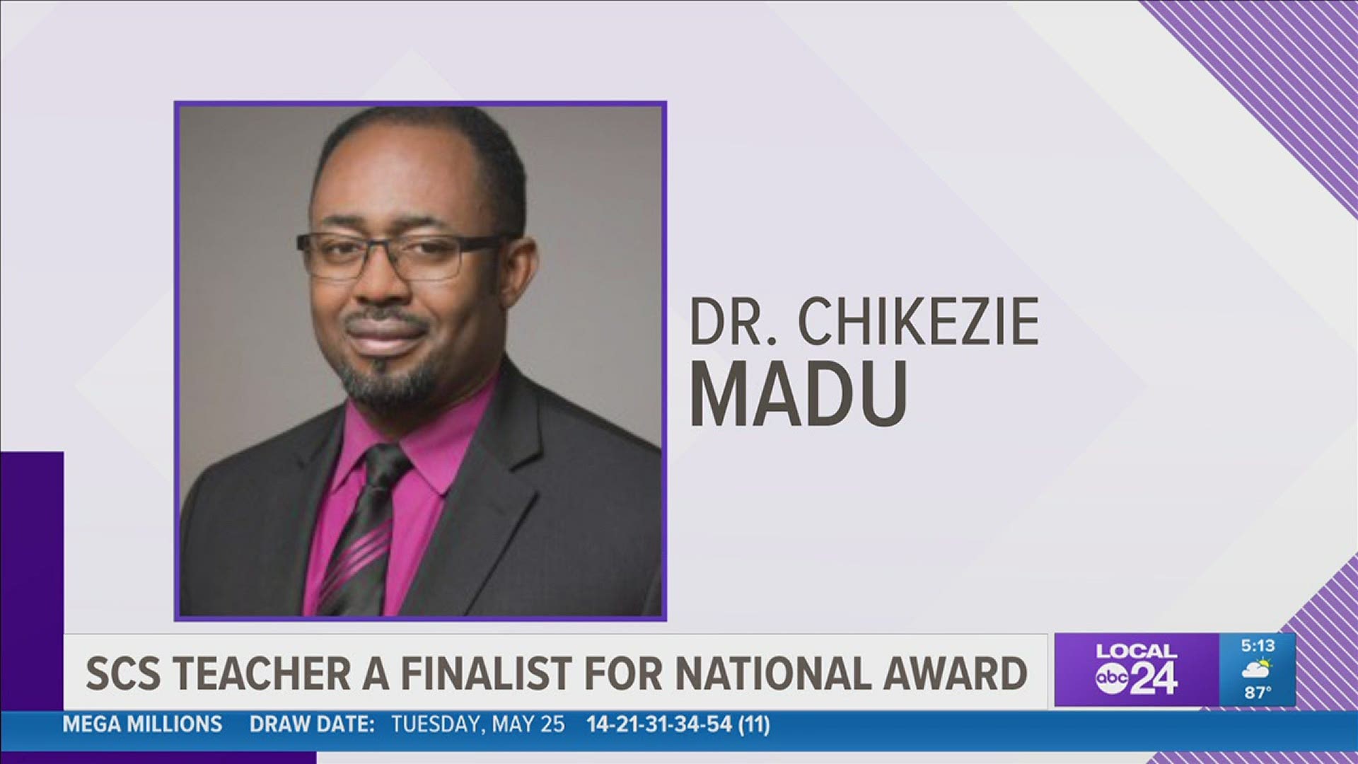 Congratulations go out to Chikezie Madu, a science teacher at White Station High School, part of Shelby County Schools.