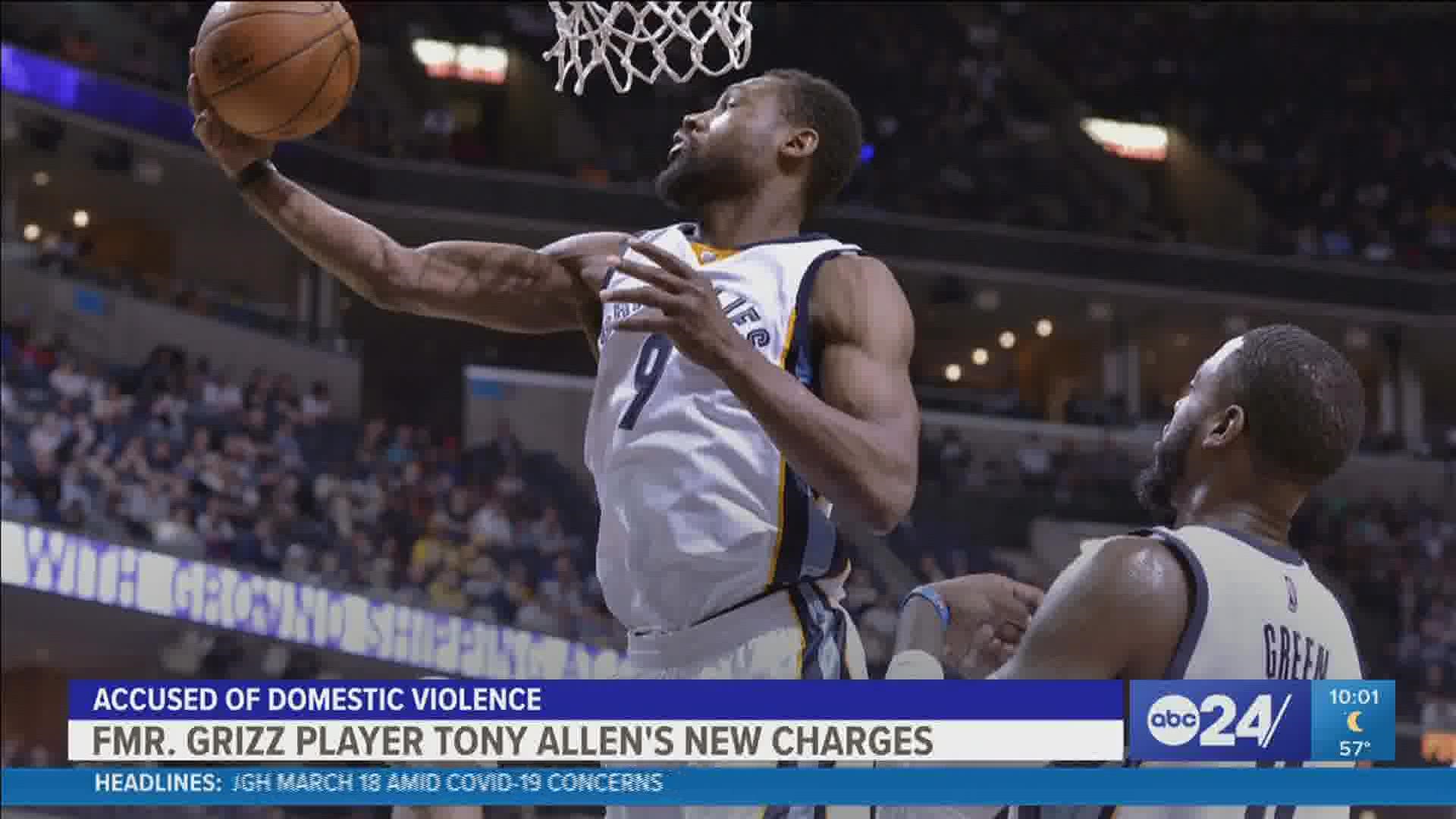 After an altercation with his wife in Collierville, Tony Allen was charged with Domestic Violence.