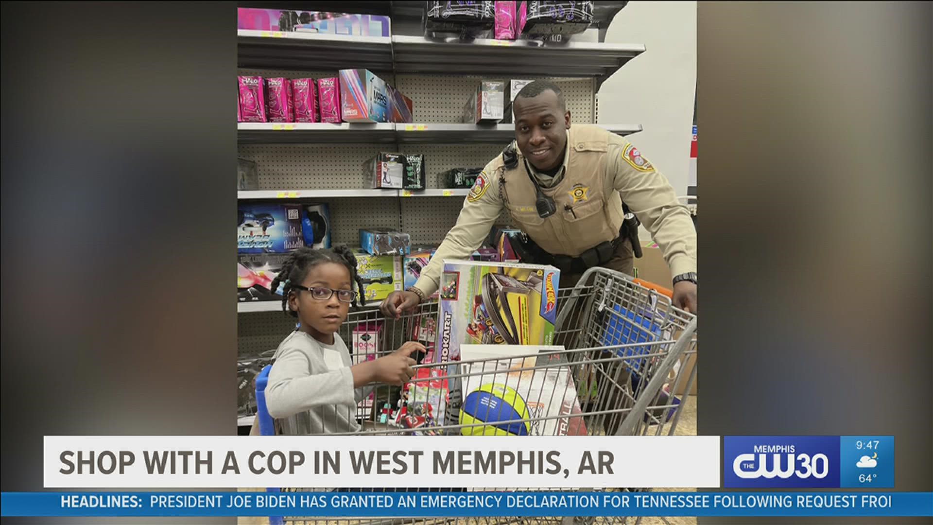 Tuesday, police officers and sheriff's deputies in West Memphis took some kids to Walmart to get them something special for Christmas.