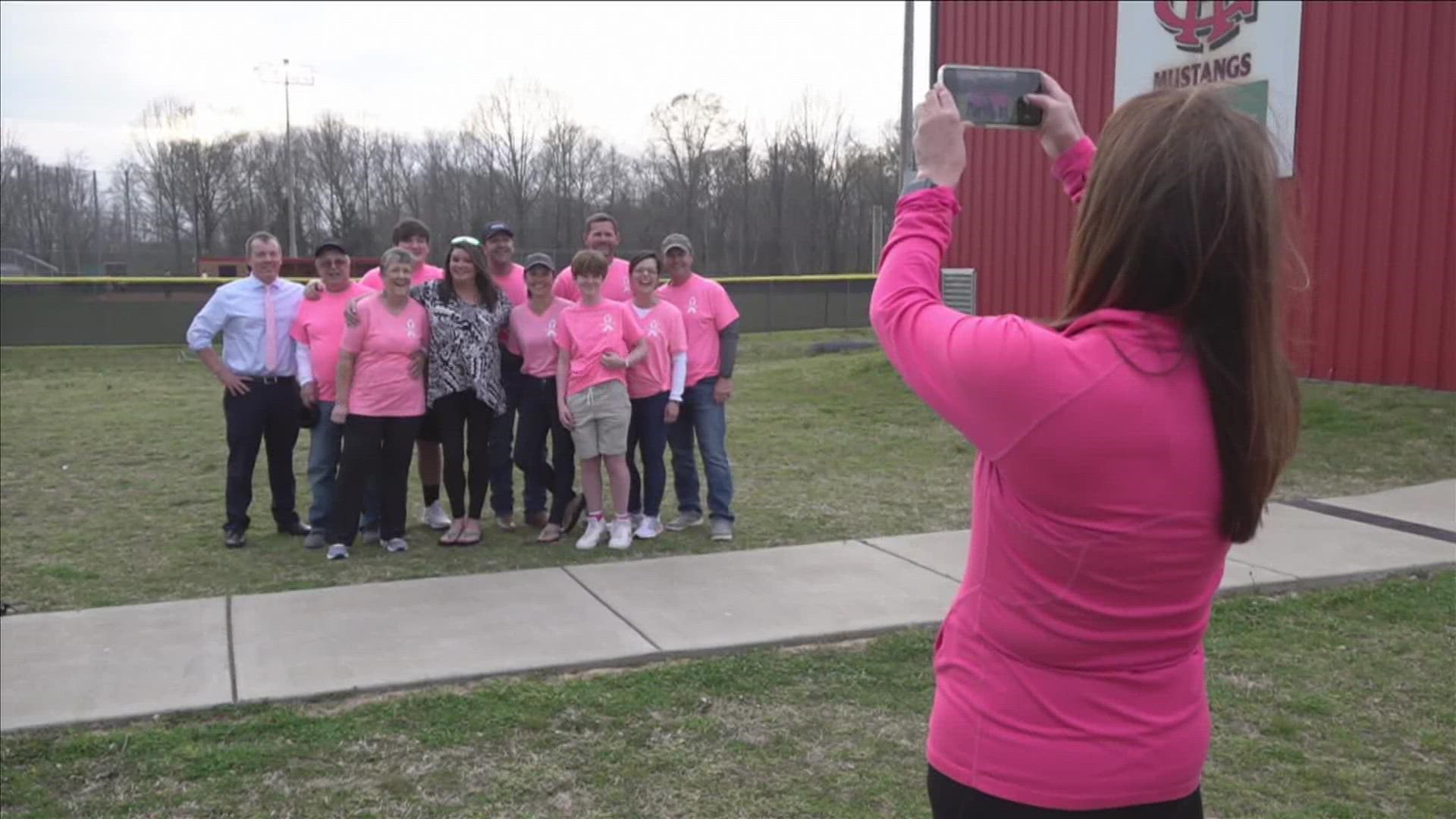 Center Hill High School in DeSoto County celebrated Tish Clark Dunning by letting her throw out the first pitch of their baseball game following her cancer diagnosis