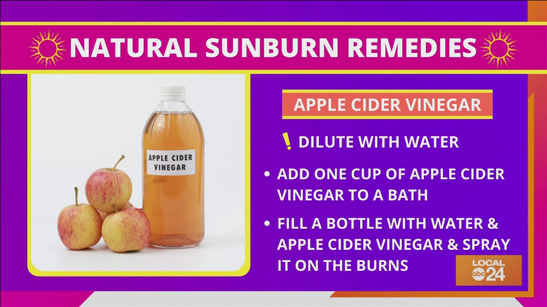 From apple cider to baking soda and oats to black tea, check out these 3 additional all natural sunburn remedies if good old-fashioned aloe doesn't do it for you!