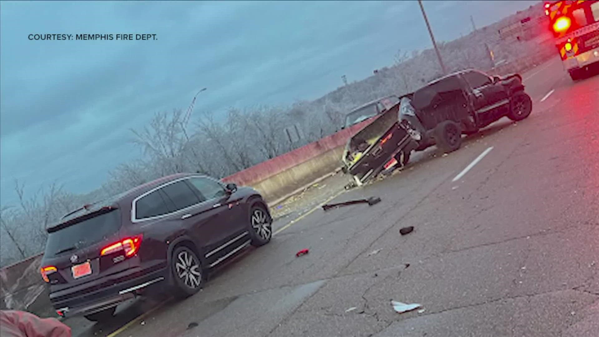 Thursday afternoon, car after car could be seen wrecked as cameras caught footage of a rare 16-car pileup on Austin Peay Highway and James Road