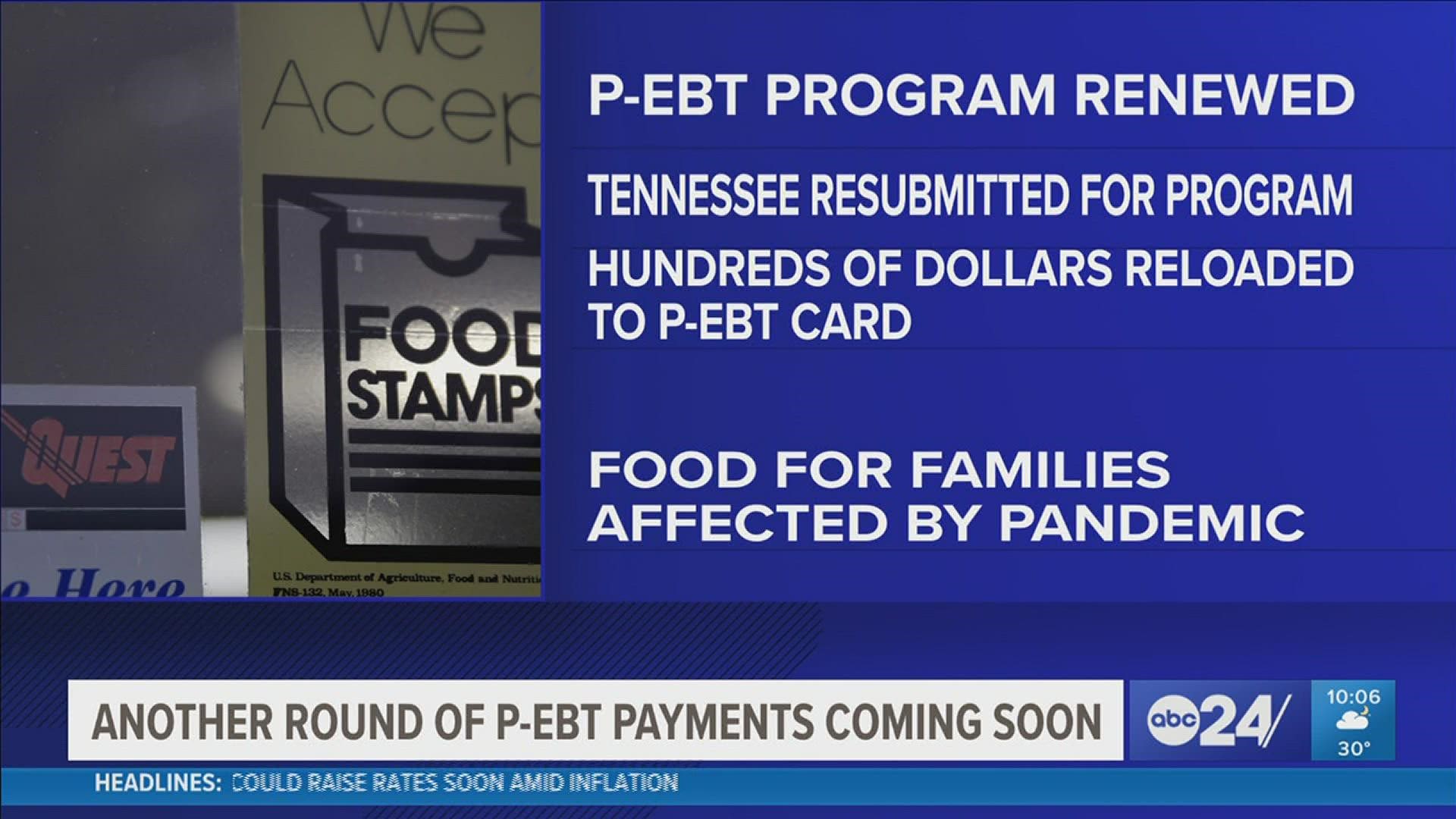 Tennessee said they will be participating in the P-EBT program for the 2021-2022 school year