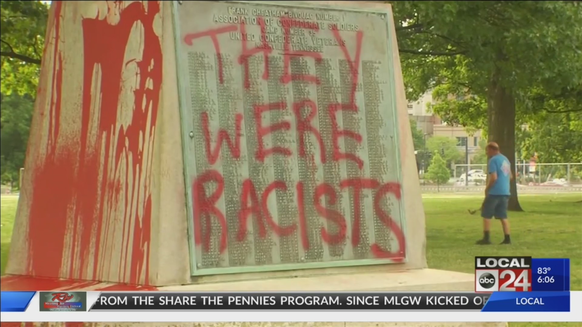 Confederate monument found vandalized in Centennial Park in Nashville