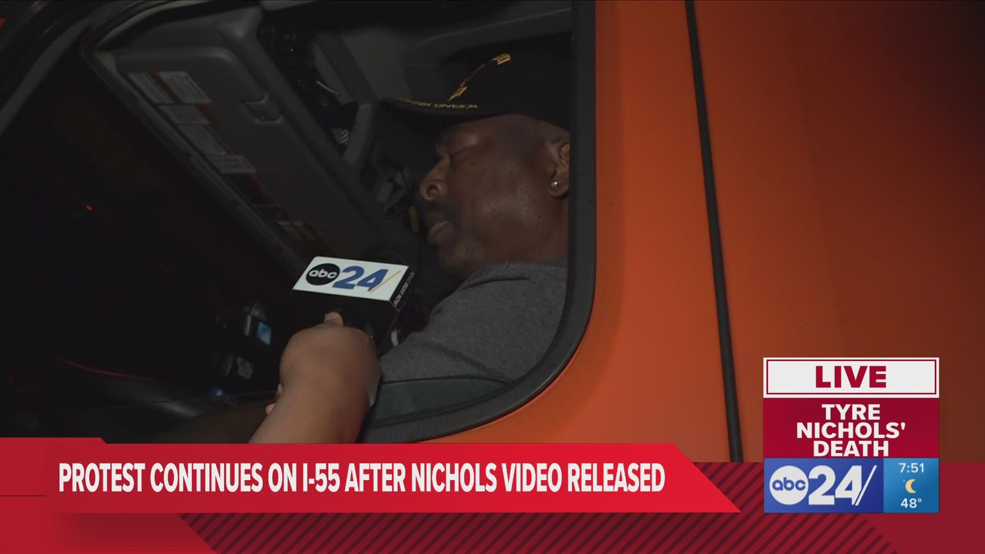 A trucker on the interstate talks about the protest following the release of the Tyre Nichols video.