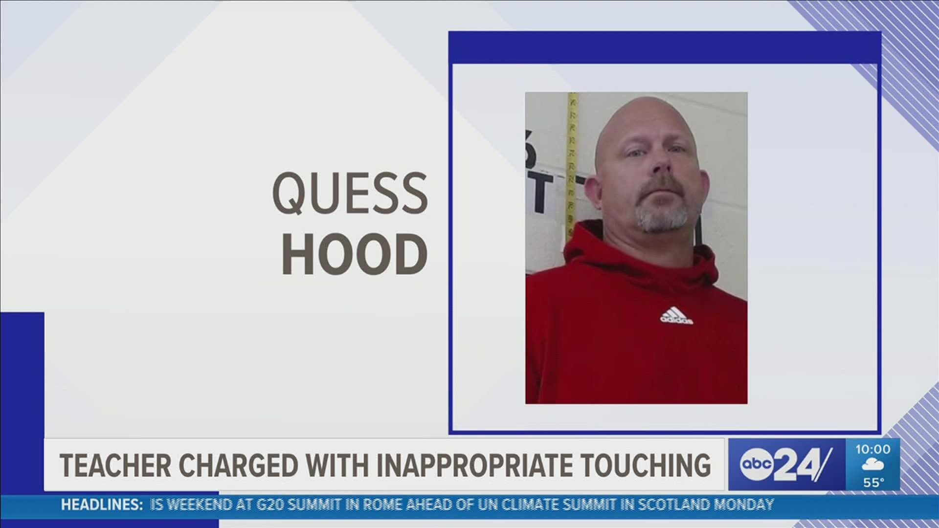 Ripley, Mississippi, Police tell us Quess Hood is charged with two counts of touching a child for lustful purposes.
