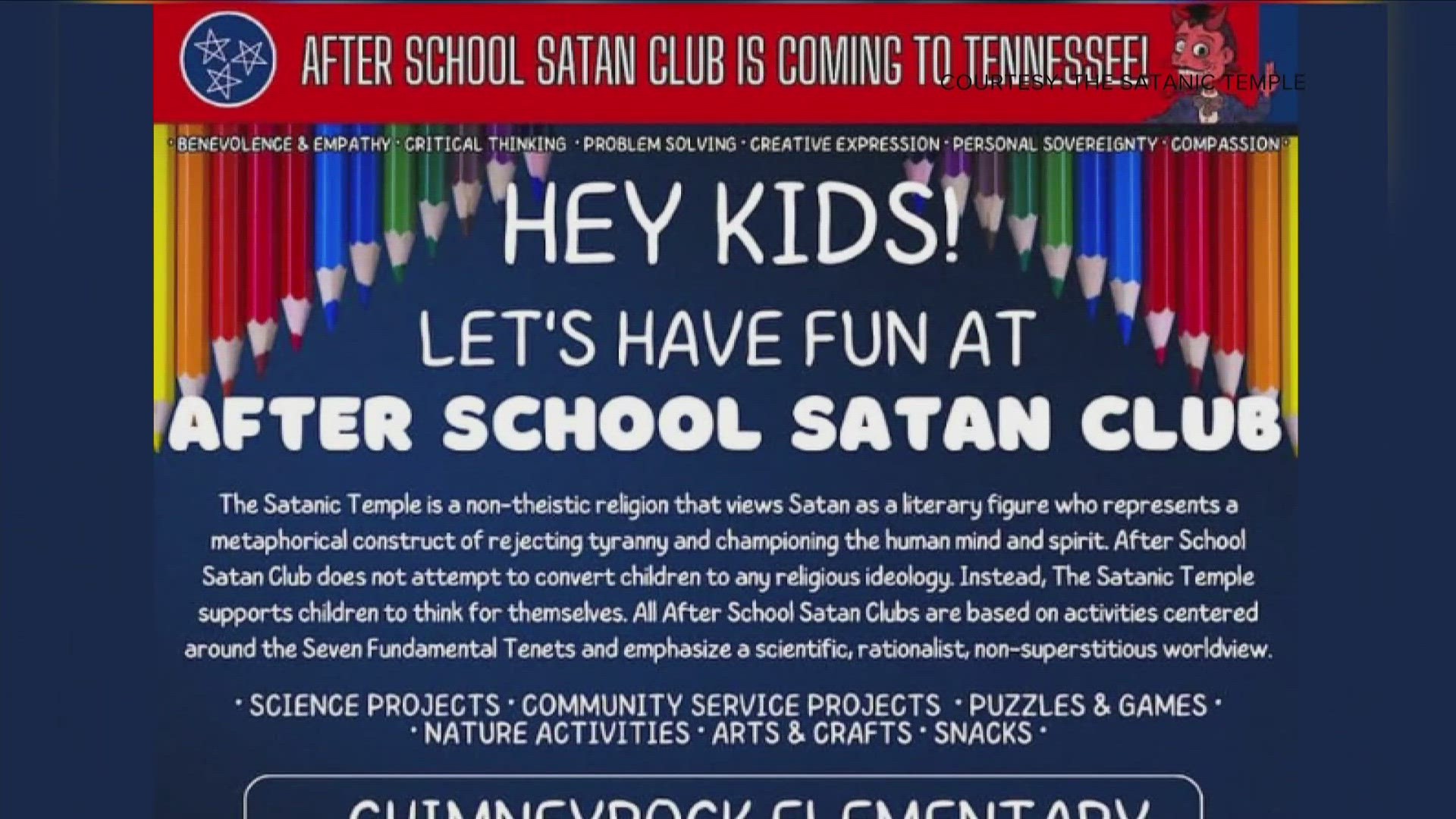 Chimneyrock Elementary released a statement about the Satan club to Memphis parents, saying they are committed to upholding the principles of the First Amendment.